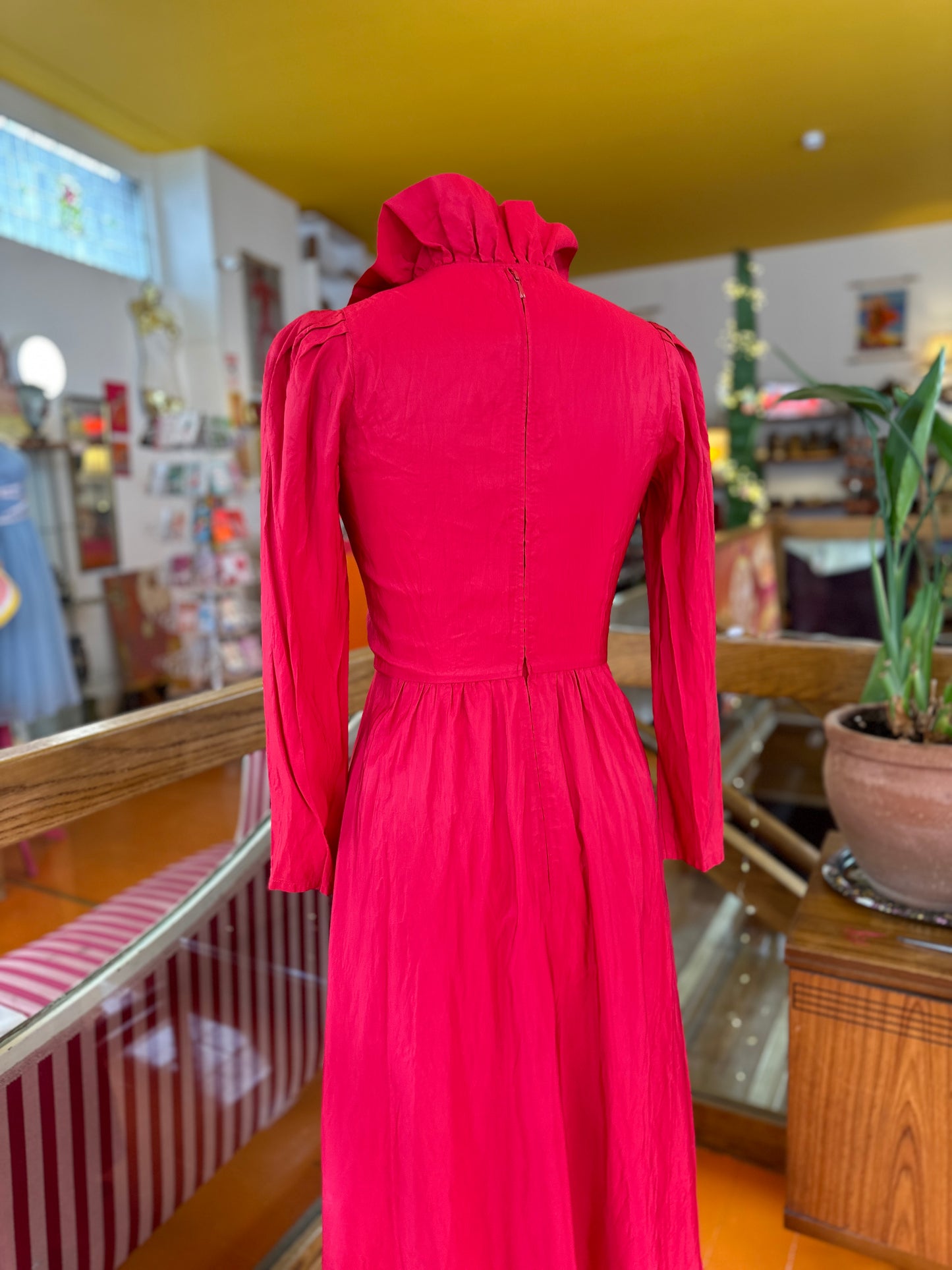 80’s Red Prairie Dress by E+M Augustat