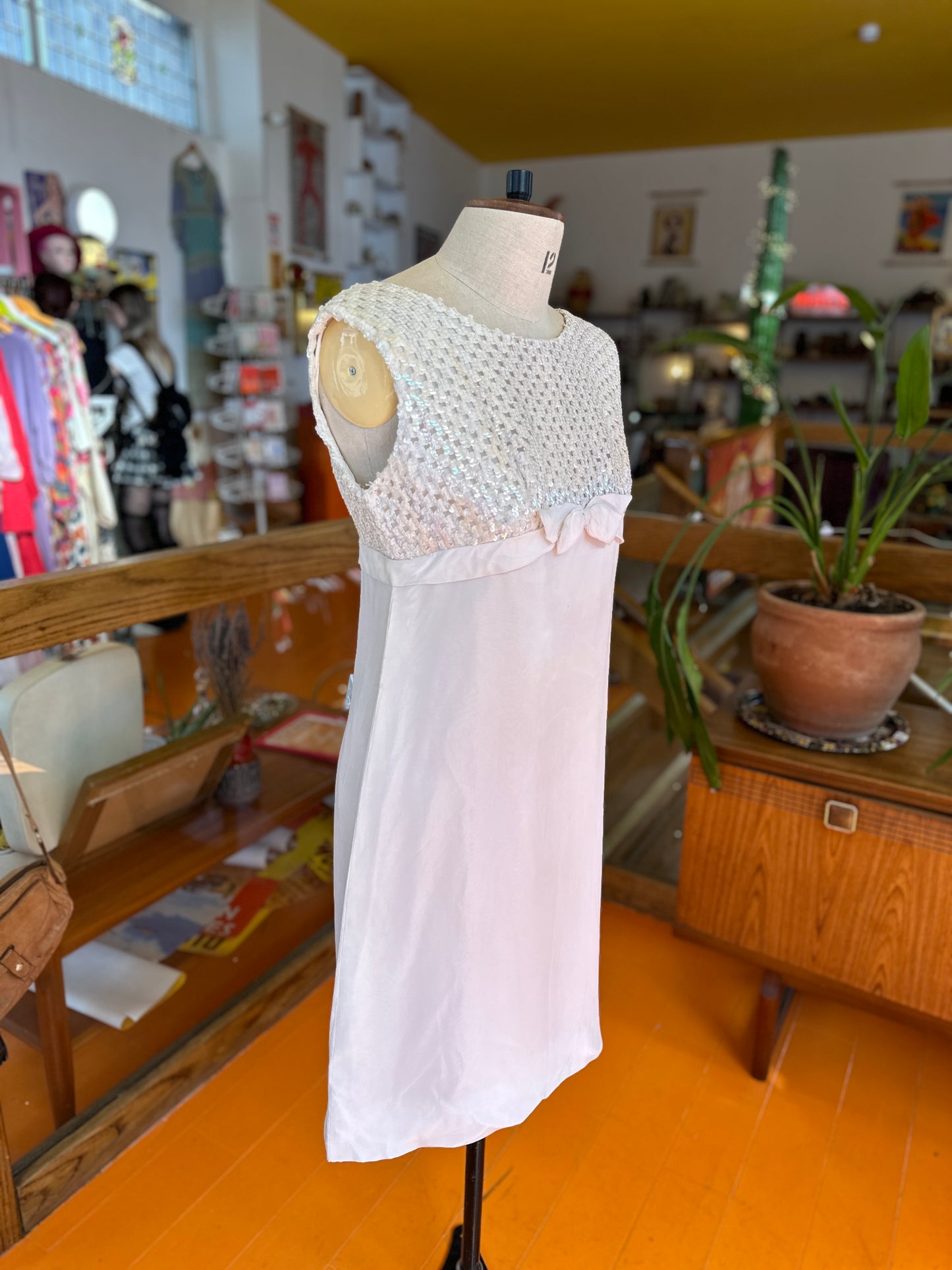 Vintage White Sequin Mini Dress