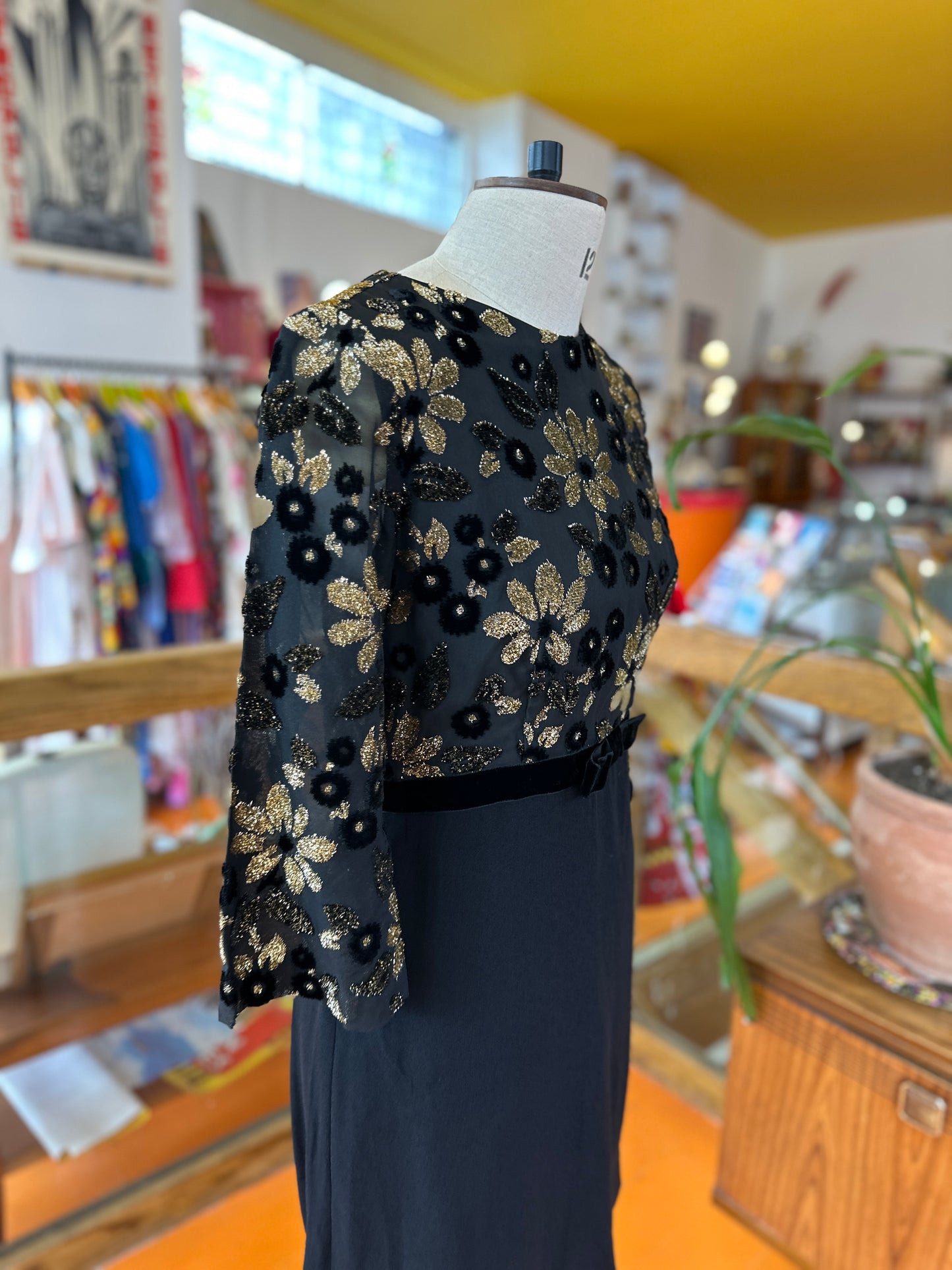 Vintage Black and Gold Party Dress
