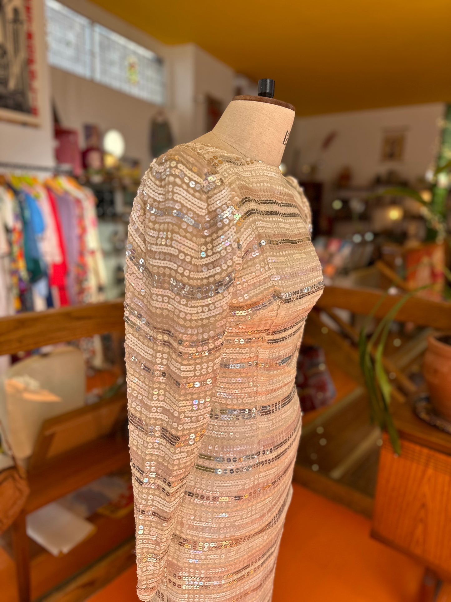 Incredible 70s Sequin Couture Dress by Lesley Sandra