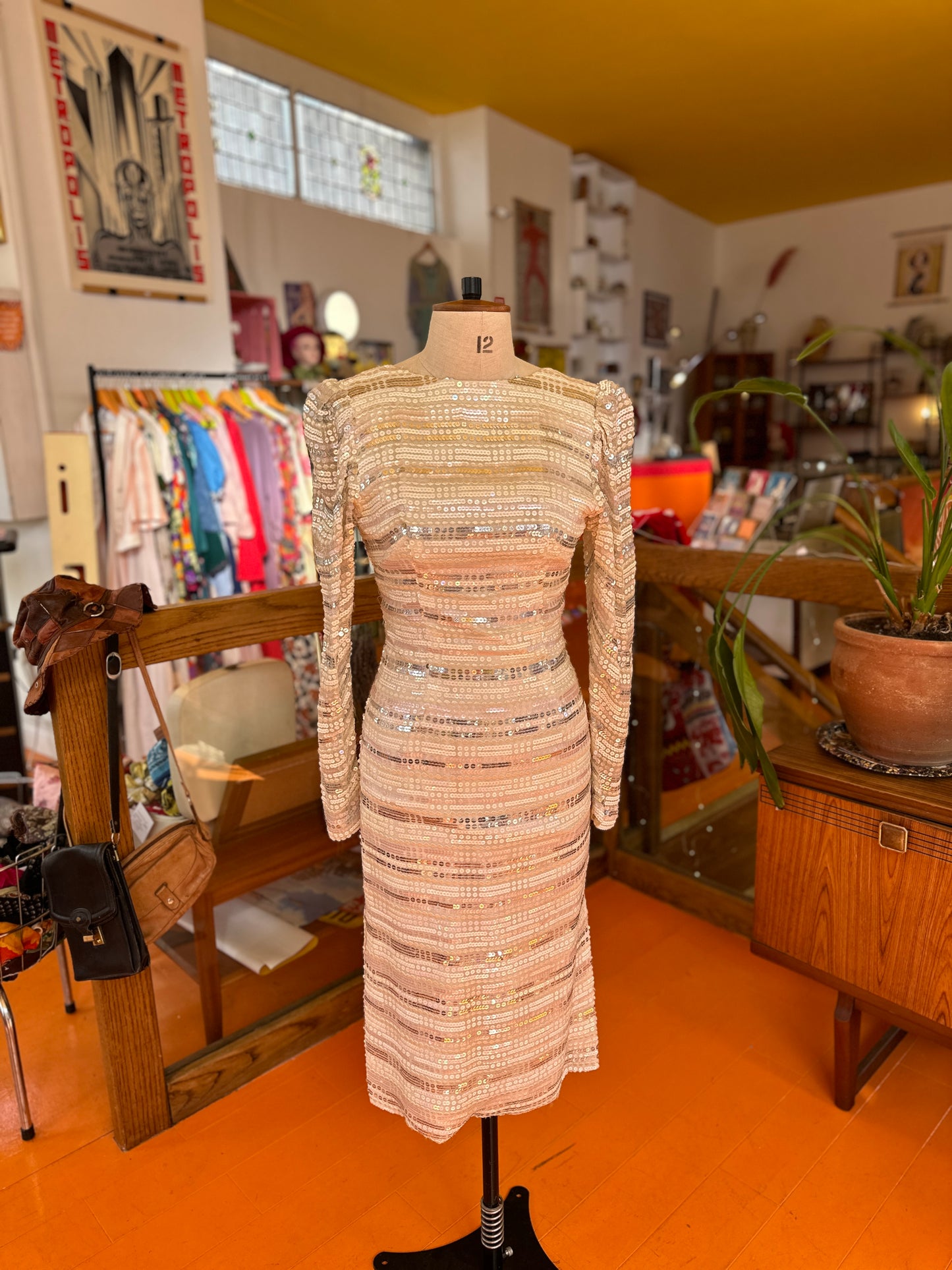 Incredible 70s Sequin Couture Dress by Lesley Sandra