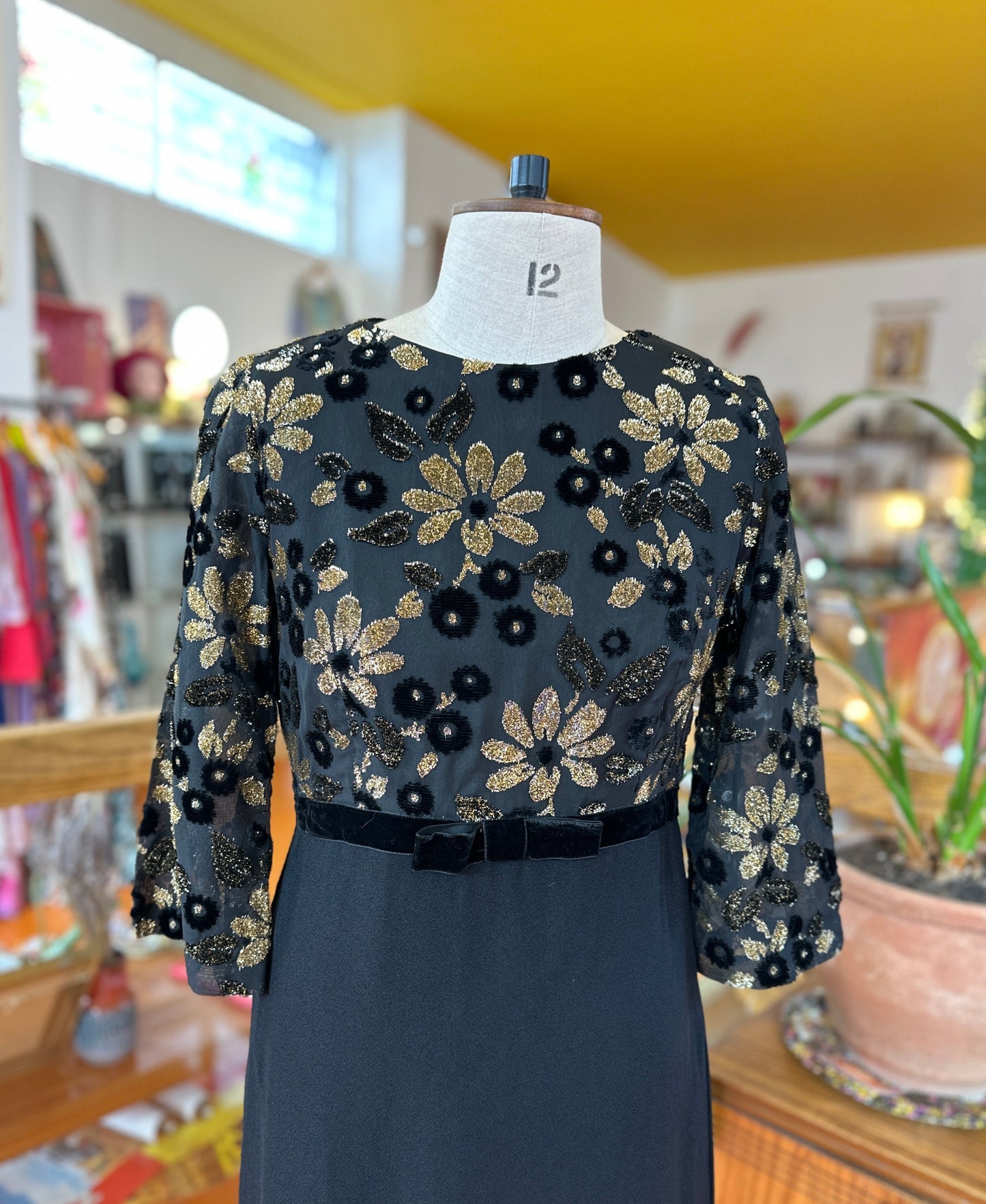 Vintage Black and Gold Party Dress