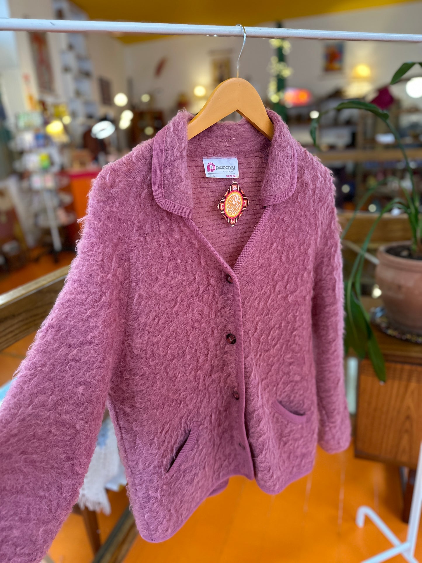 Vintage Pink Fluffy Knit Cardigan Scotland