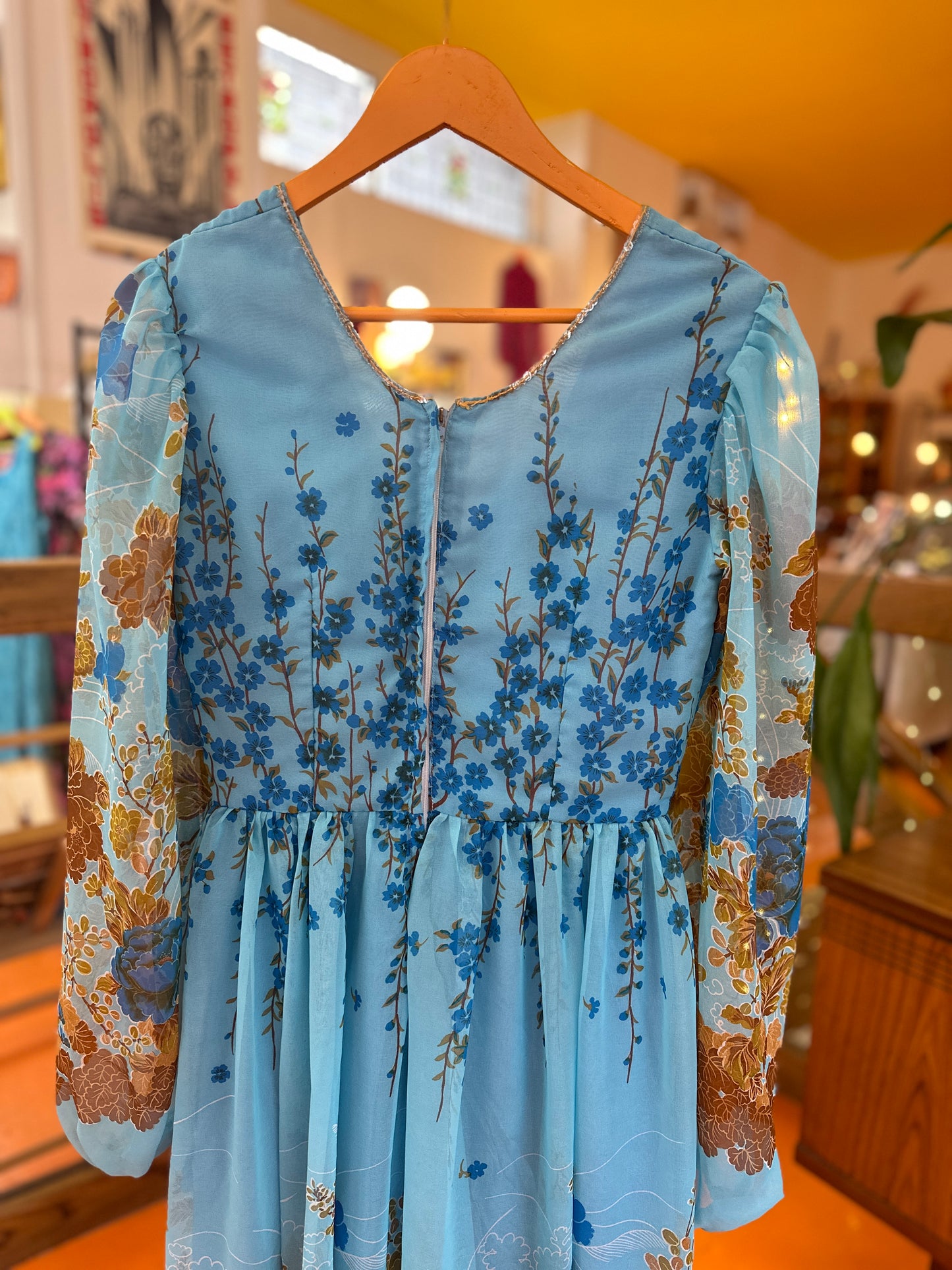 Vintage Blue Floral Dress