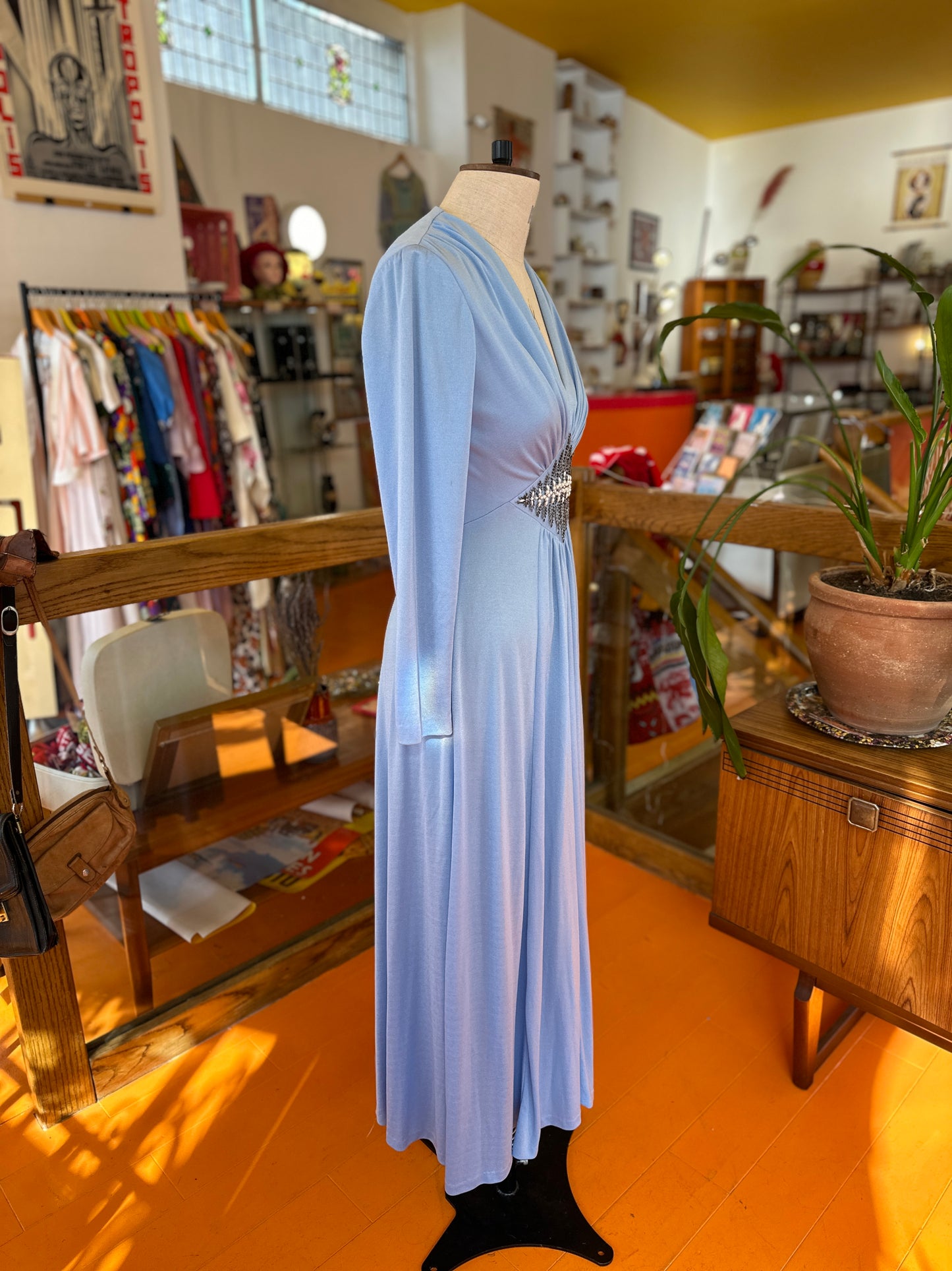 1960s Pale Blue Carnegie Dress with Embellishment