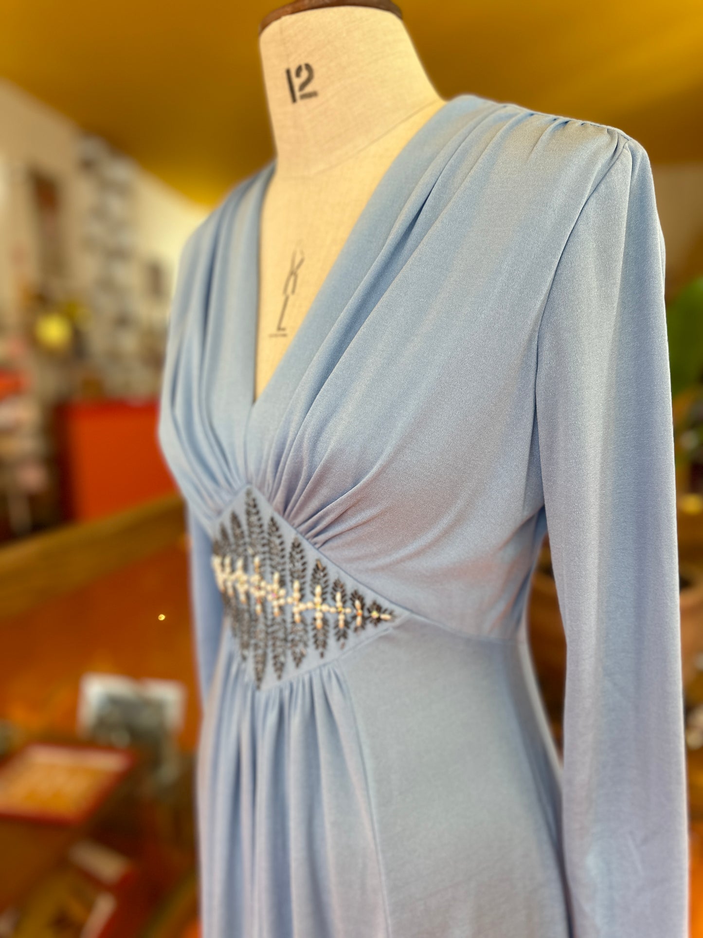1960s Pale Blue Carnegie Dress with Embellishment