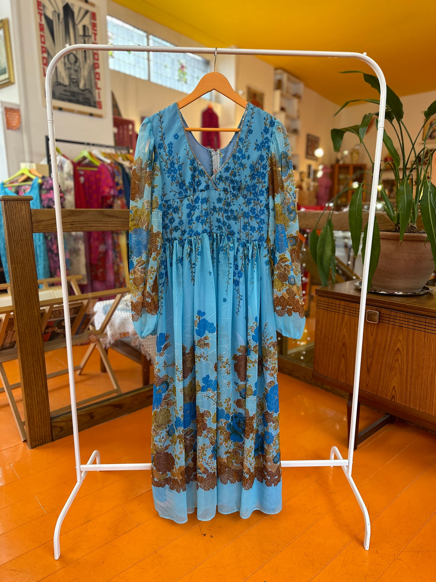 Vintage Blue Floral Dress