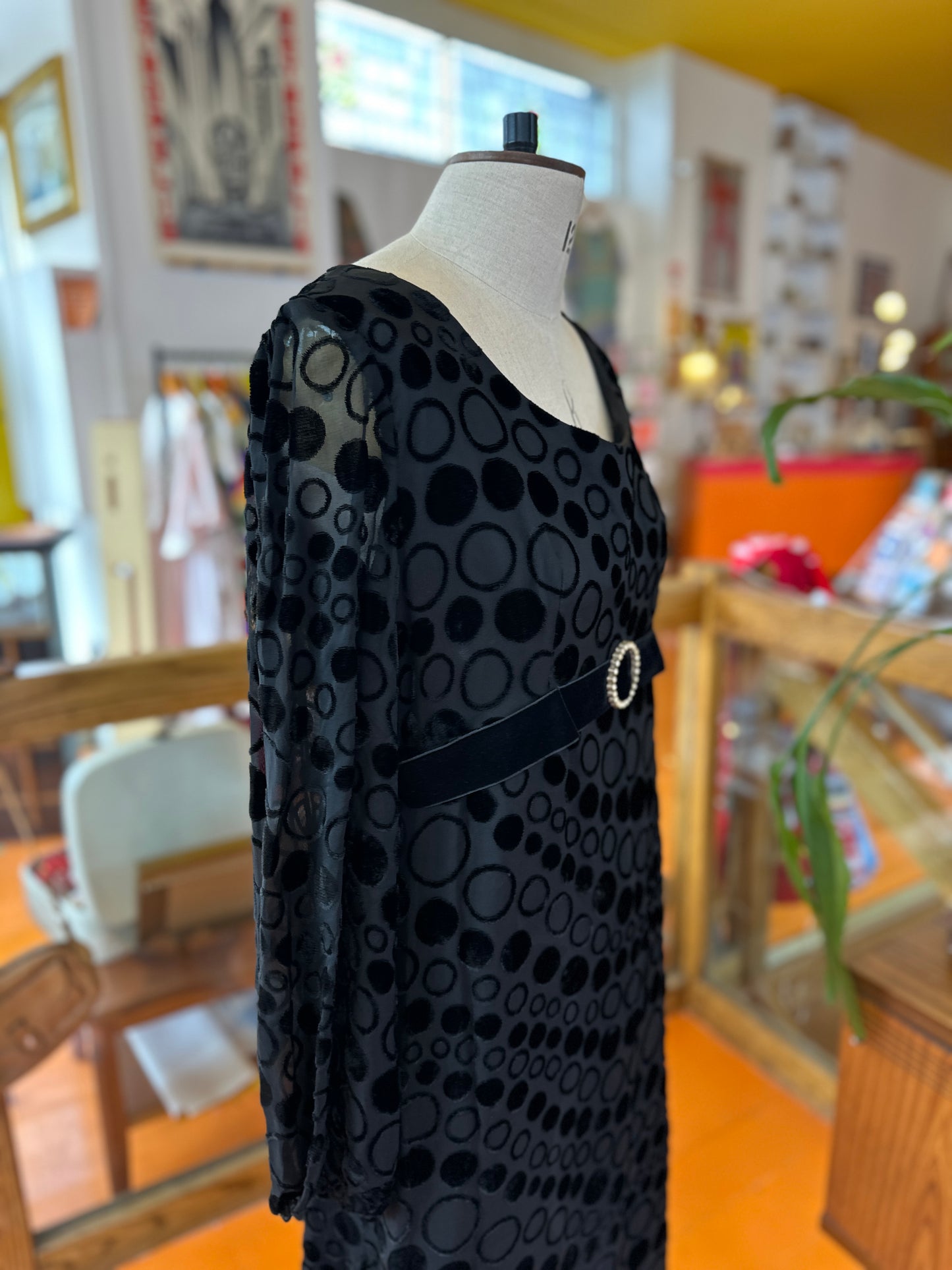 60s Black Velvet Maxi Dress by Eastex