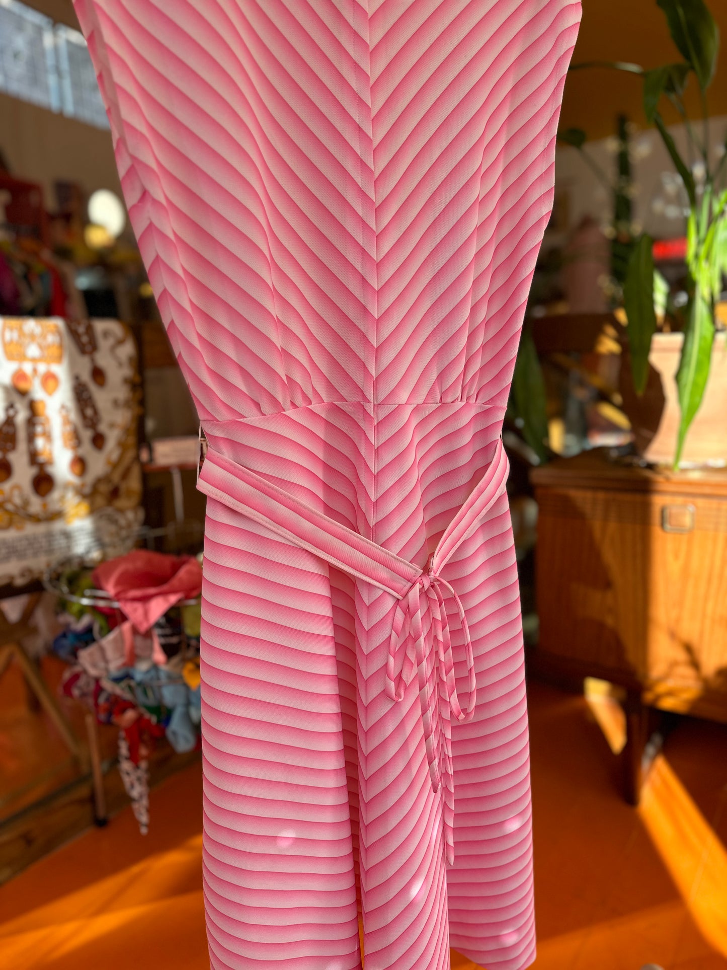 70s Pink Stripe Dress with Belt