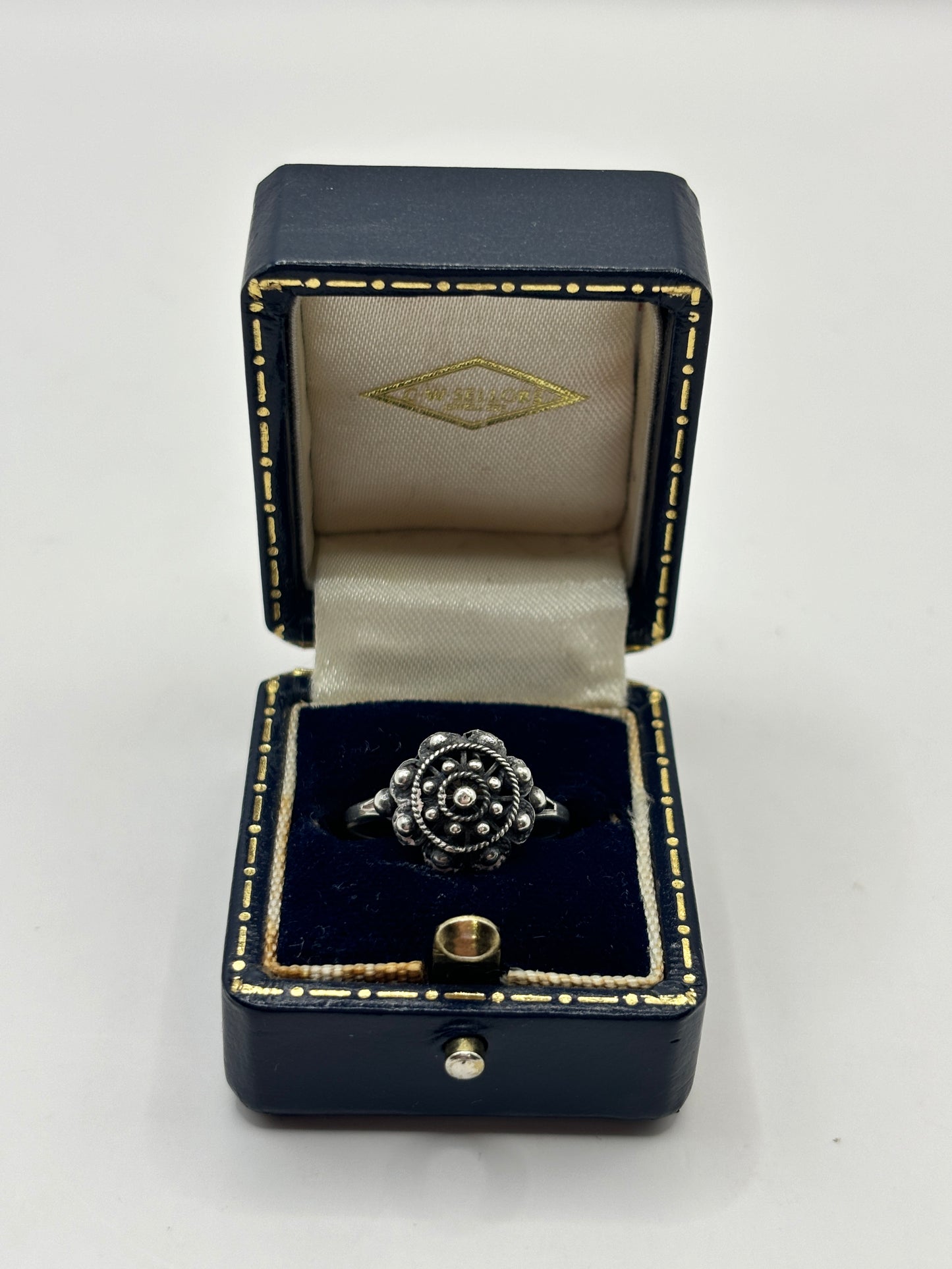 =Vintage Sterling Silver Filigree Ring, Size N1/2