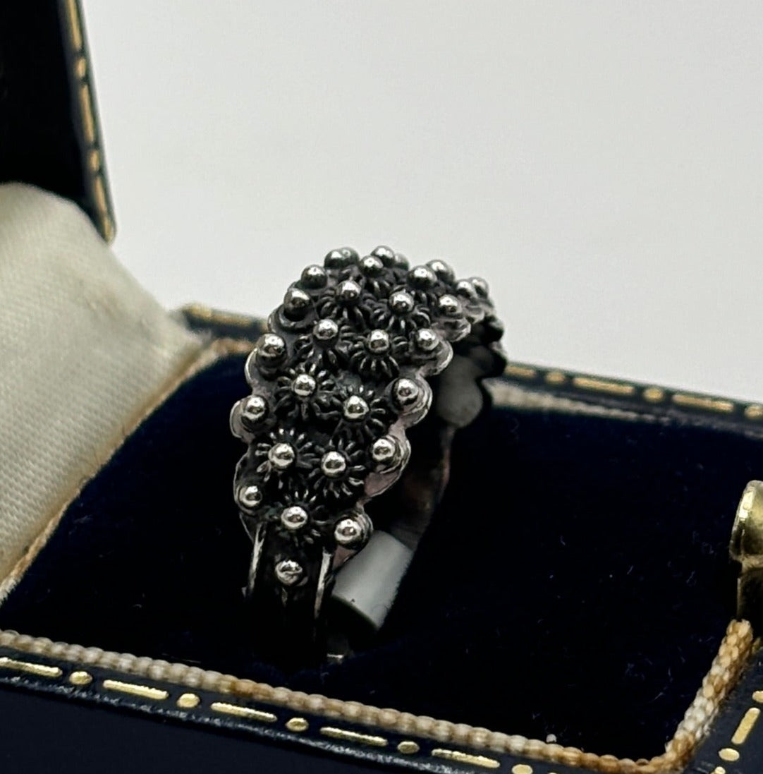 =Vintage Sterling Silver Sardinian Filigree Ring, Size M1/2