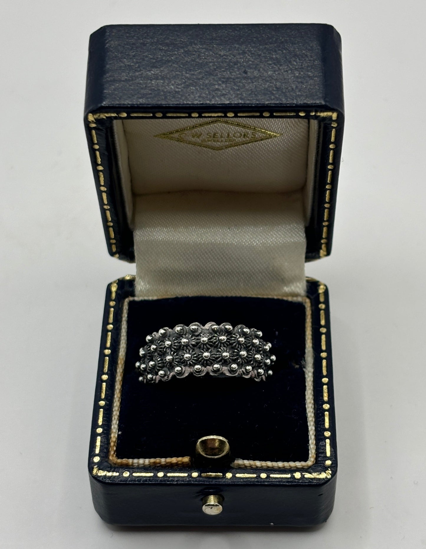 =Vintage Sterling Silver Sardinian Filigree Ring, Size M1/2