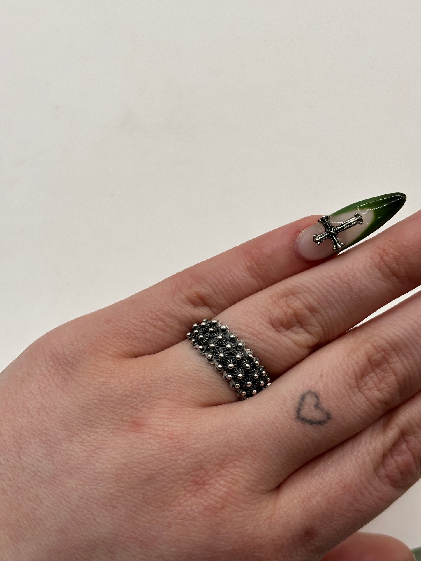 =Vintage Sterling Silver Sardinian Filigree Ring, Size M1/2
