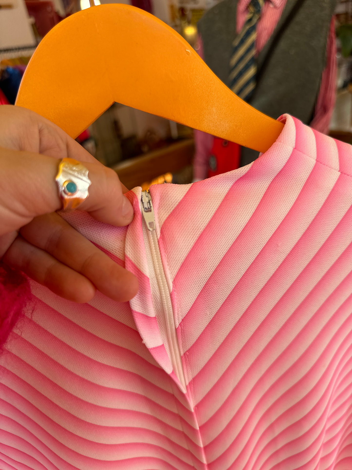 70s Pink Stripe Dress with Belt