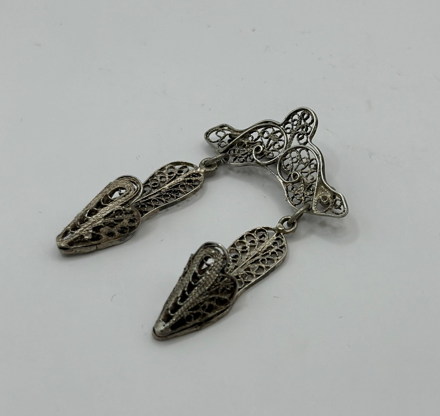 Vintage Silver Filigree Moccasins Brooch