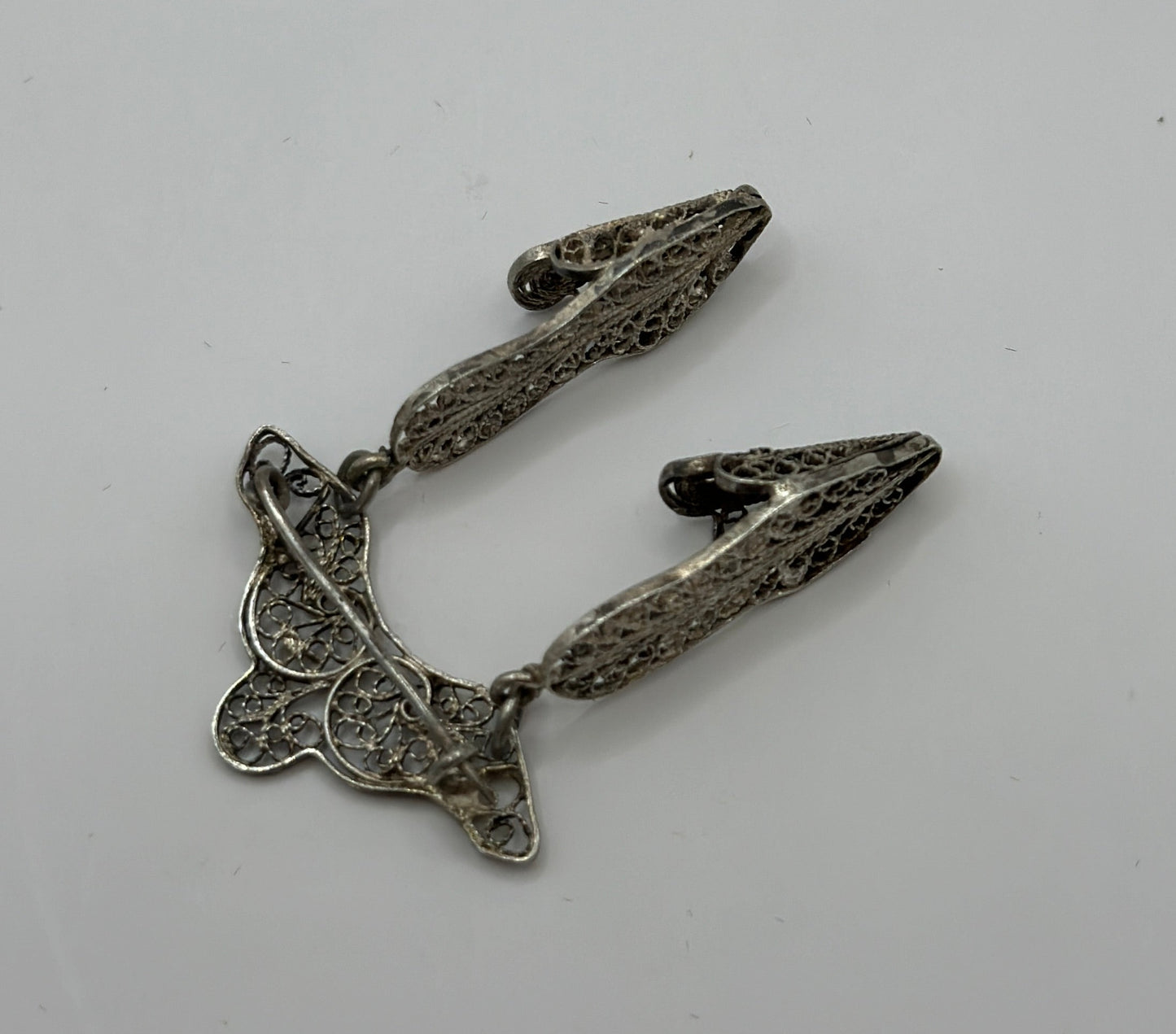 Vintage Silver Filigree Moccasins Brooch