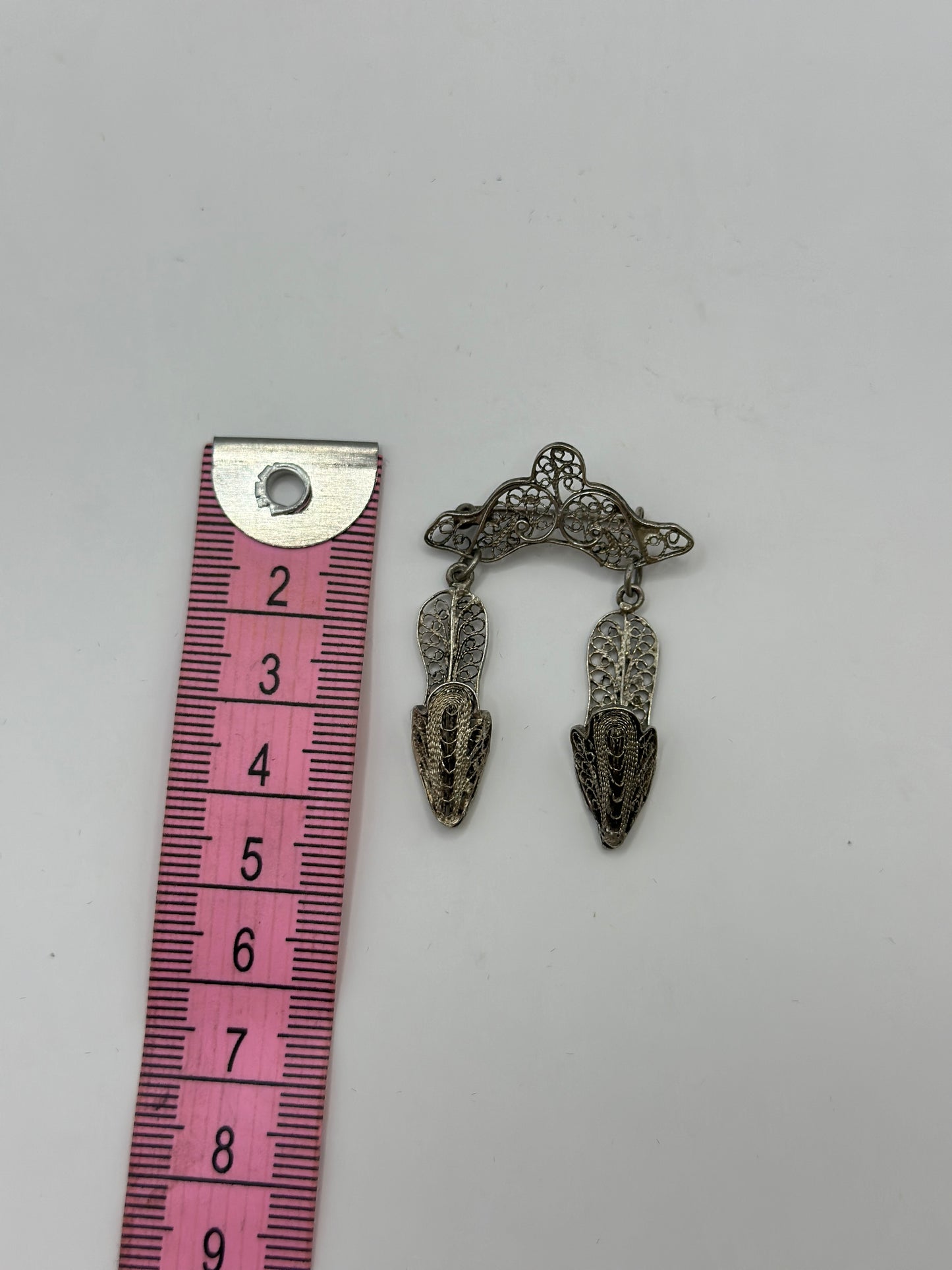 Vintage Silver Filigree Moccasins Brooch