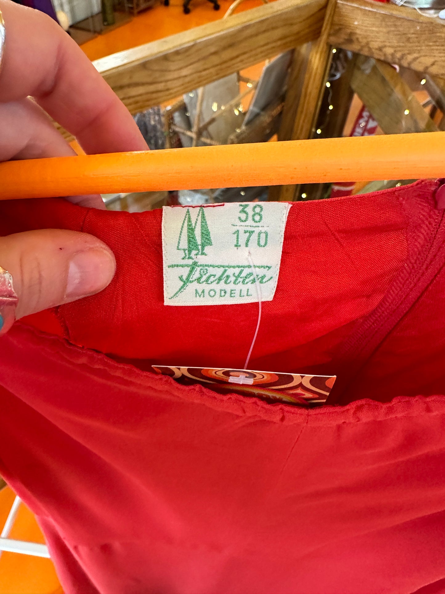 1970s Orange Coral Prairie Dress
