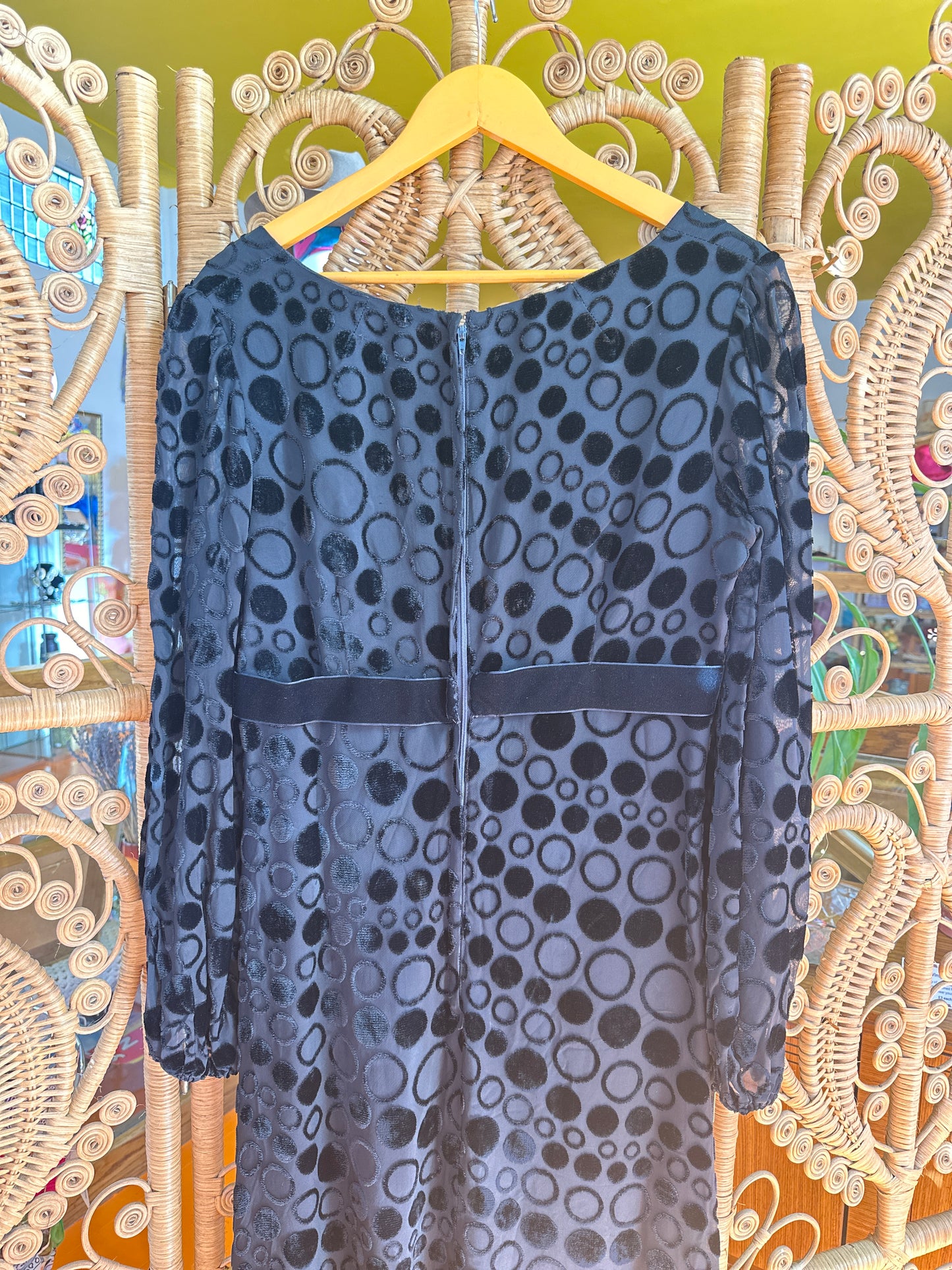 60s Black Velvet Maxi Dress by Eastex