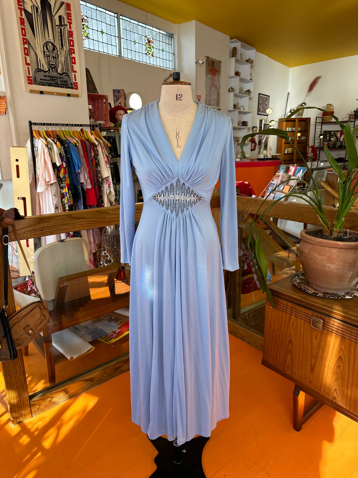 1960s Pale Blue Carnegie Dress with Embellishment