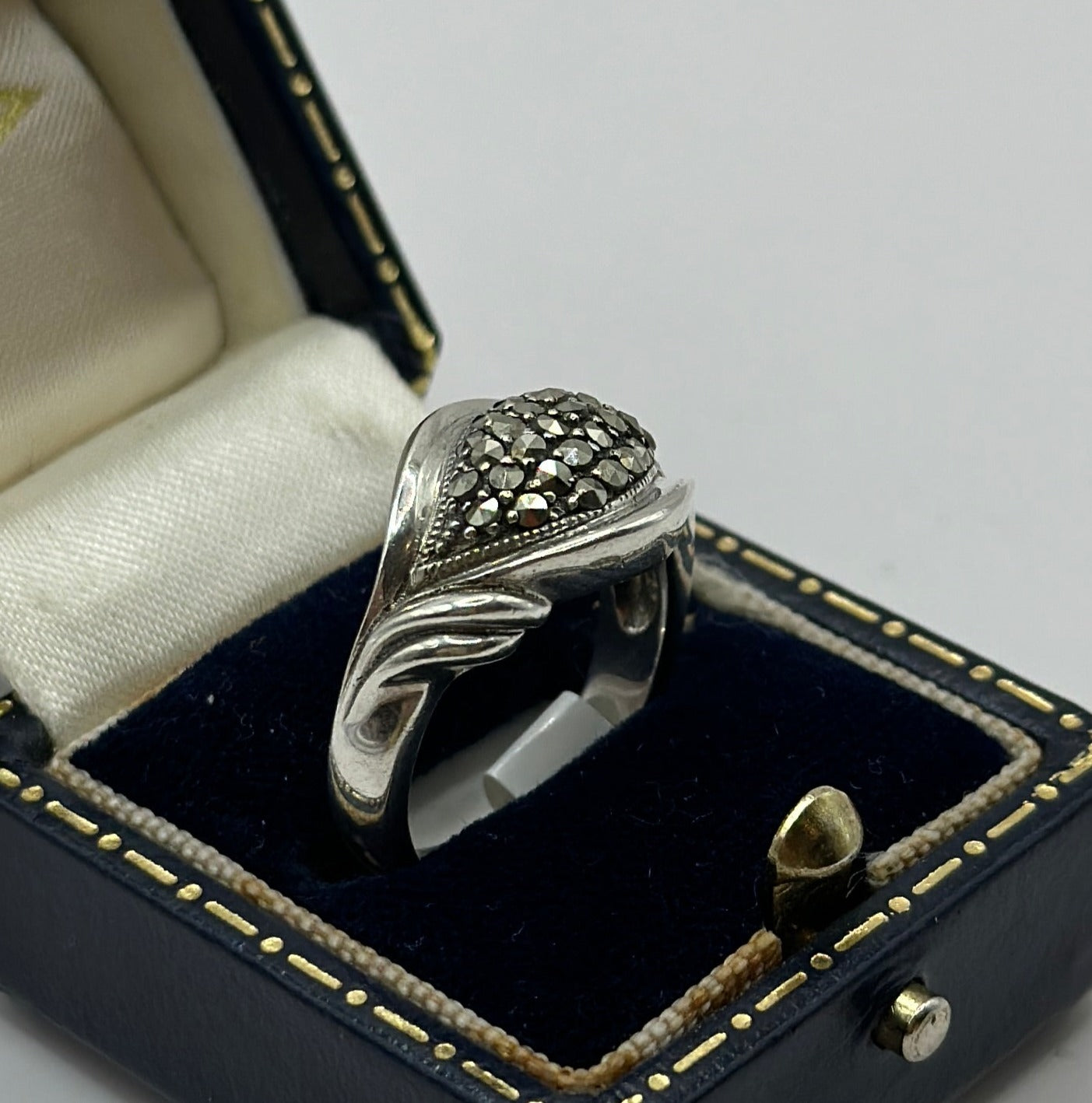 =Vintage Sterling Silver Ring with Marcasites, Size M