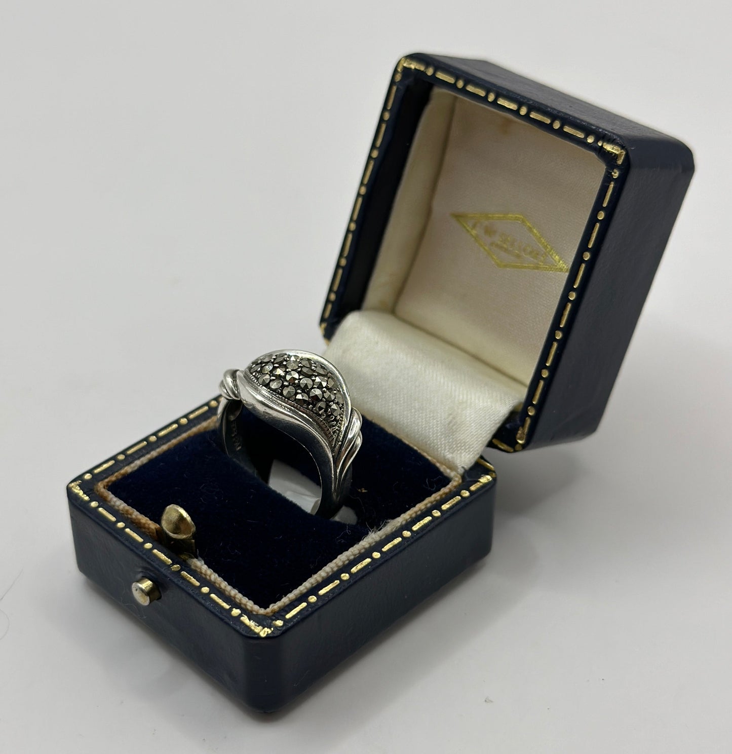 =Vintage Sterling Silver Ring with Marcasites, Size M