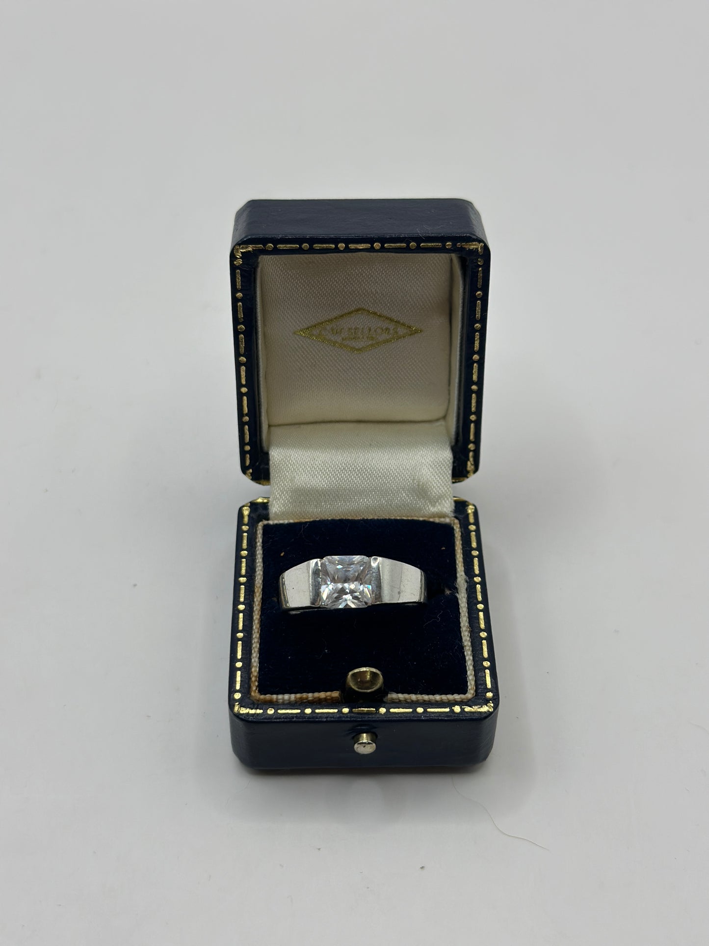 =Vintage Sterling Silver Chunky Ring, with Large Gemstone, Size Q