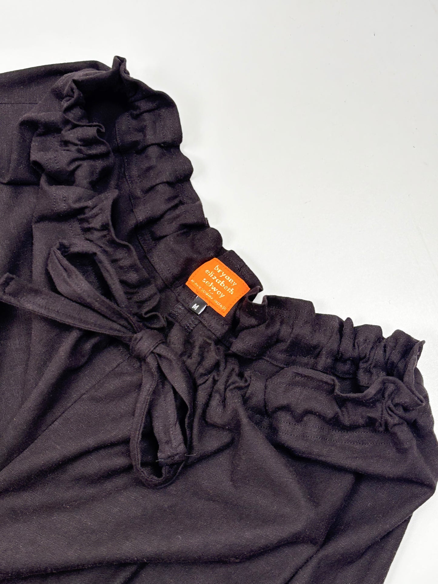 Bloomer Trousers | Black Linen with Vintage Lace | Made to order
