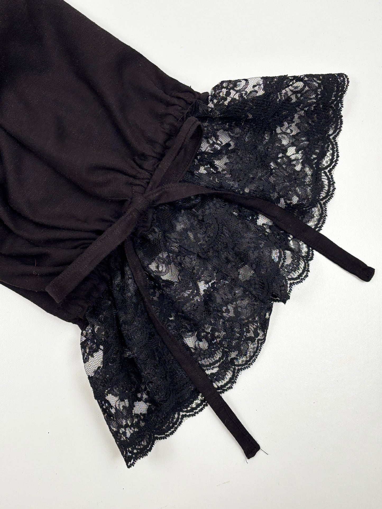 Bloomer Trousers | Black Linen with Vintage Lace | Made to order