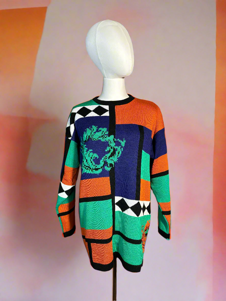 Vintage 80s Abstract Patterned Jumper by Alexon