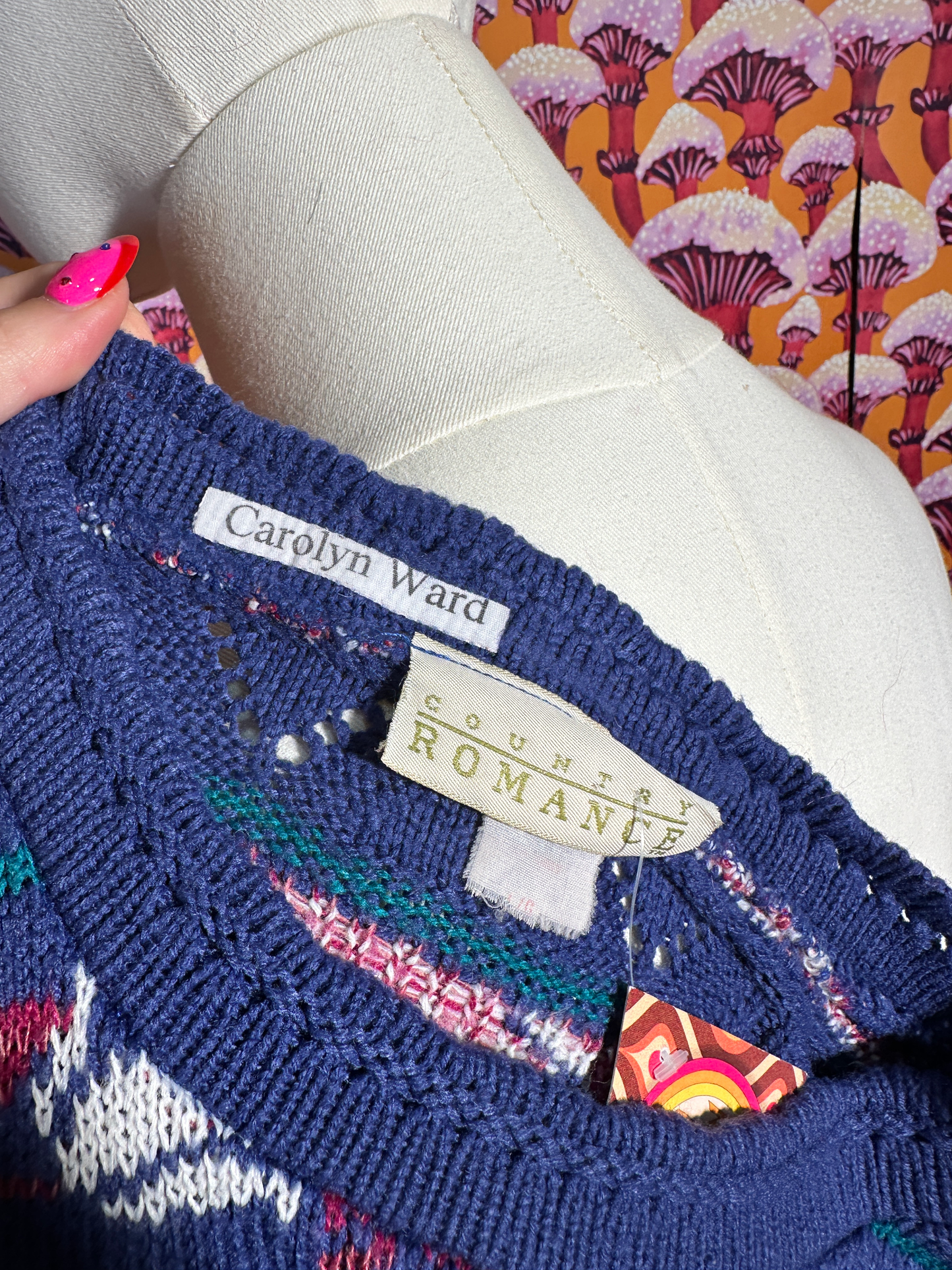 Vintage 90s Patterned Knit Jumper in Blue Purple