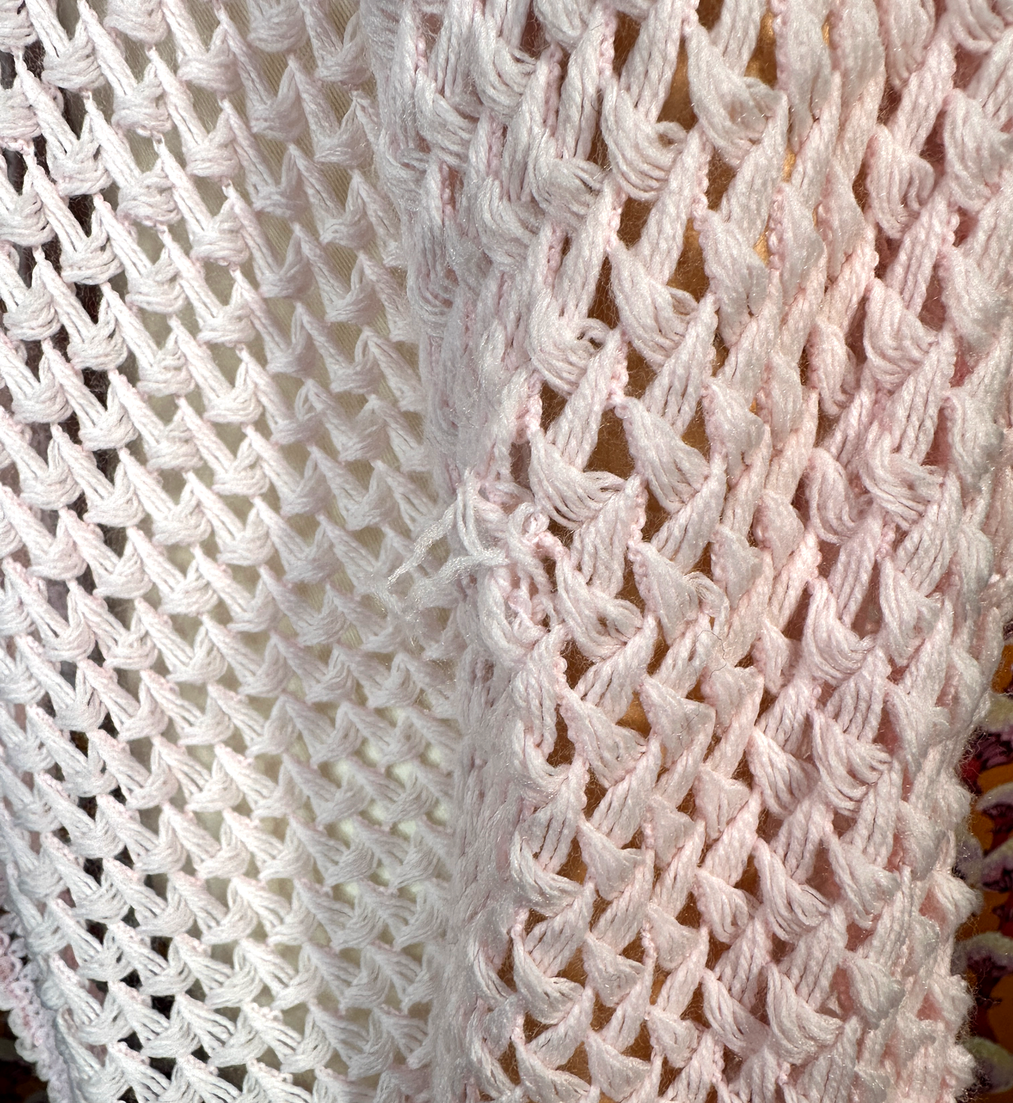 Vintage Coquette Pink Open Knit Cardigan with Bow Detail