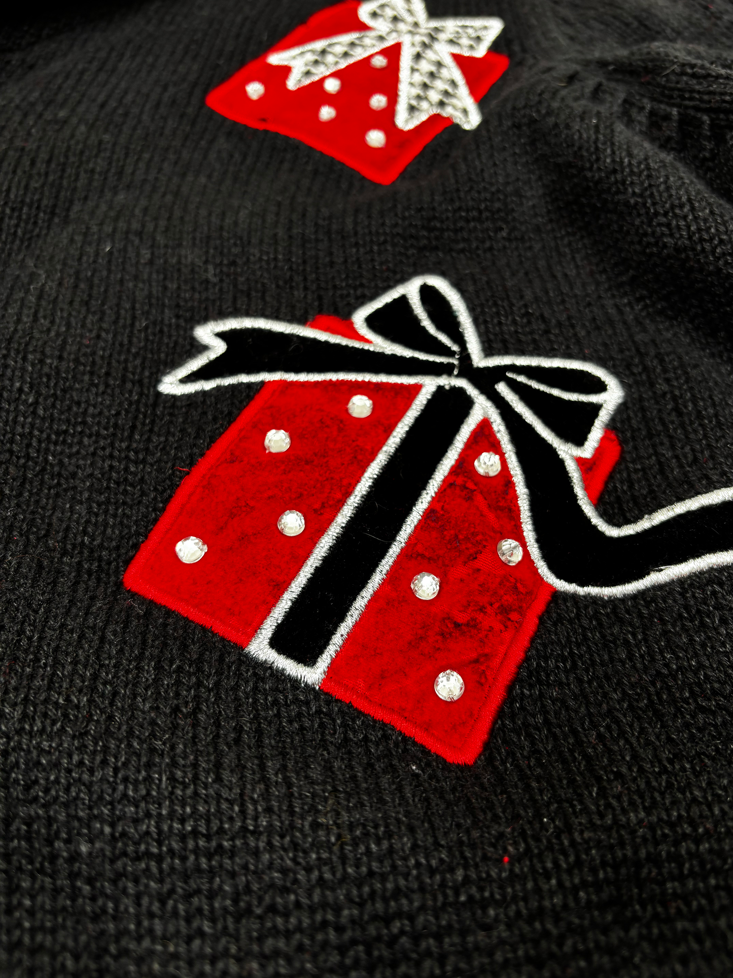 Vintage Christmas Knitted Jacket with Houndstooth Detail