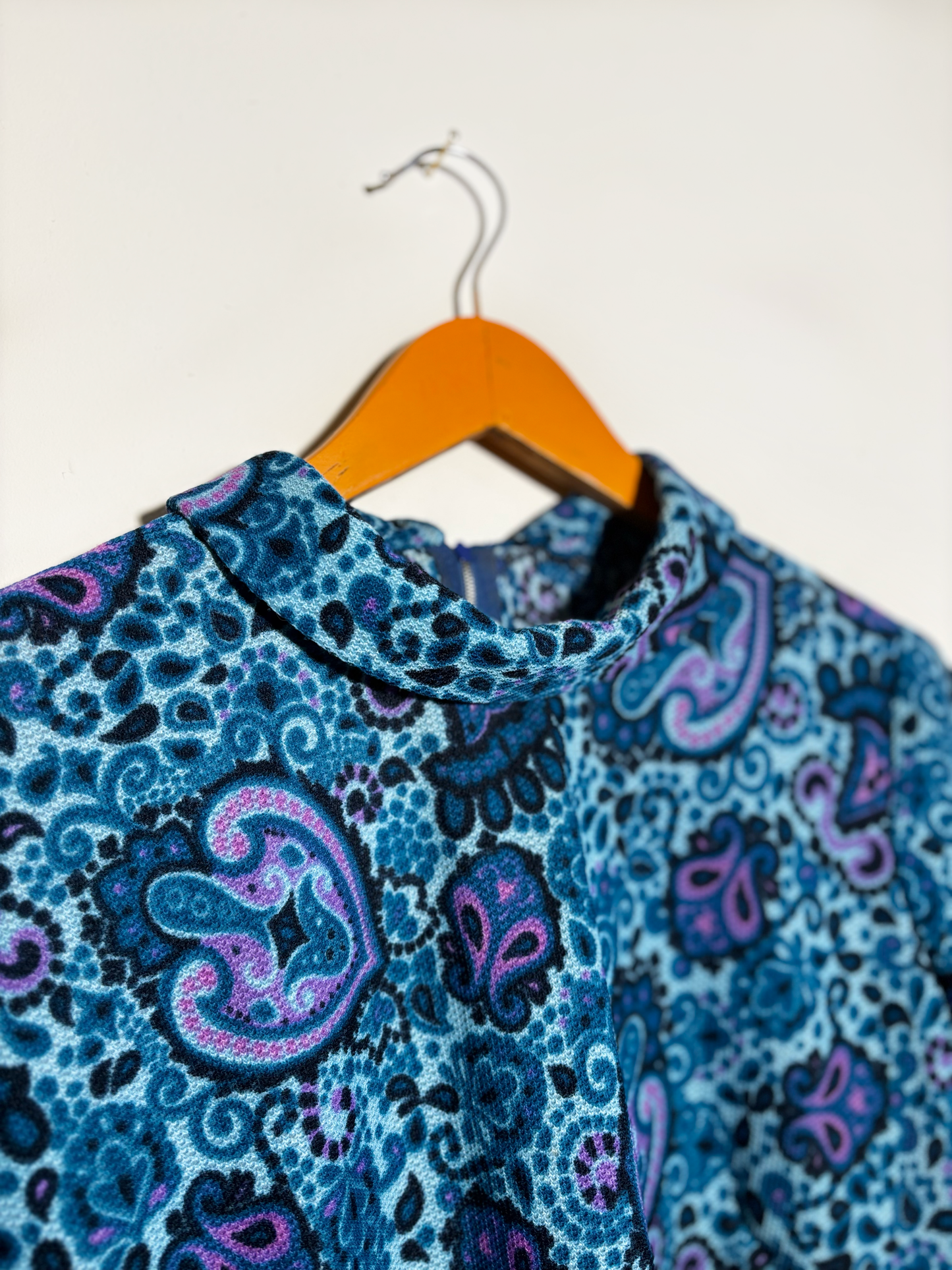 70s Blue Paisley Tunic Top