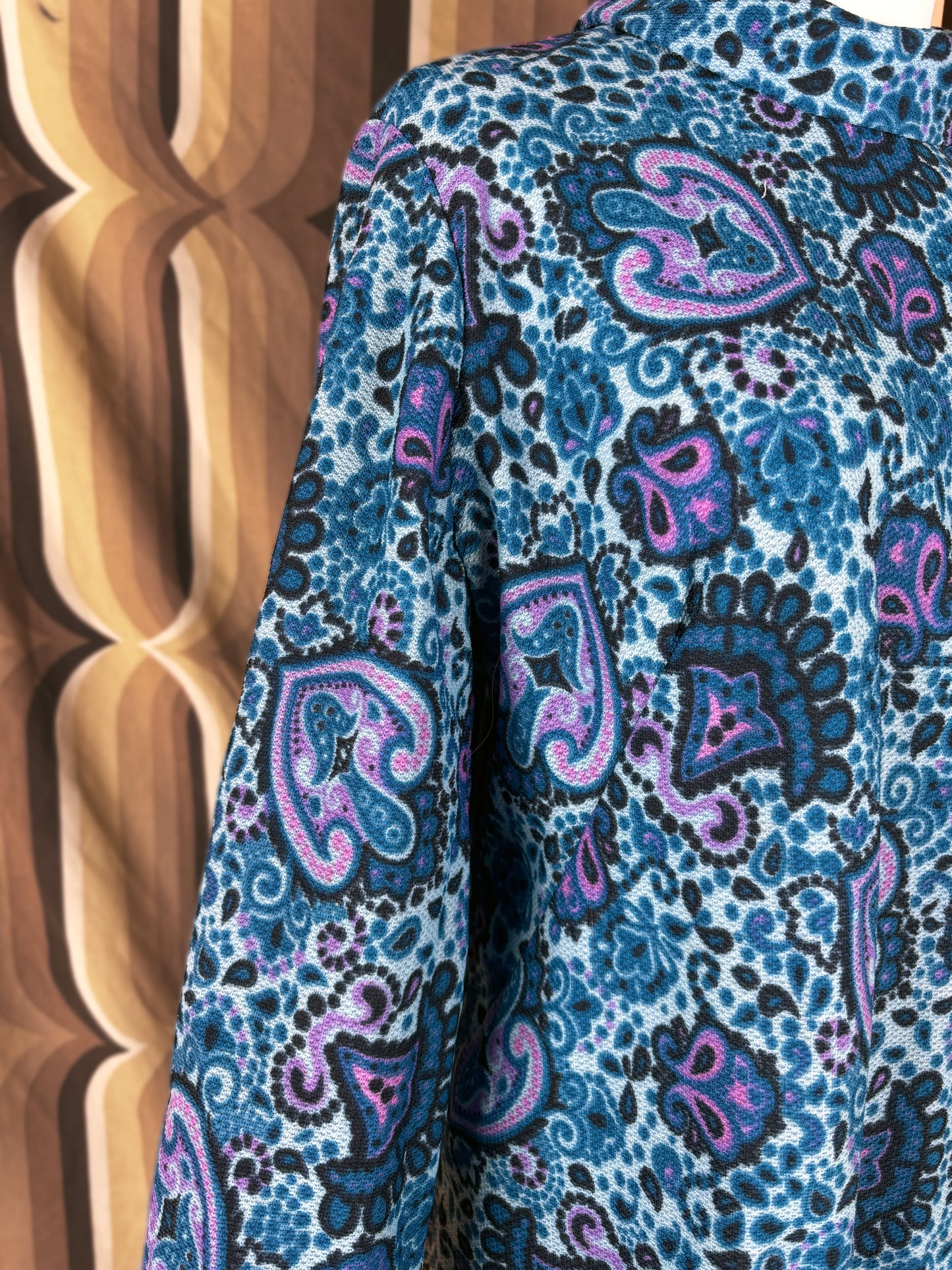 70s Blue Paisley Tunic Top