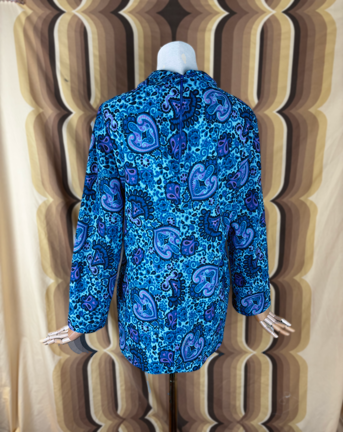 70s Blue Paisley Tunic Top