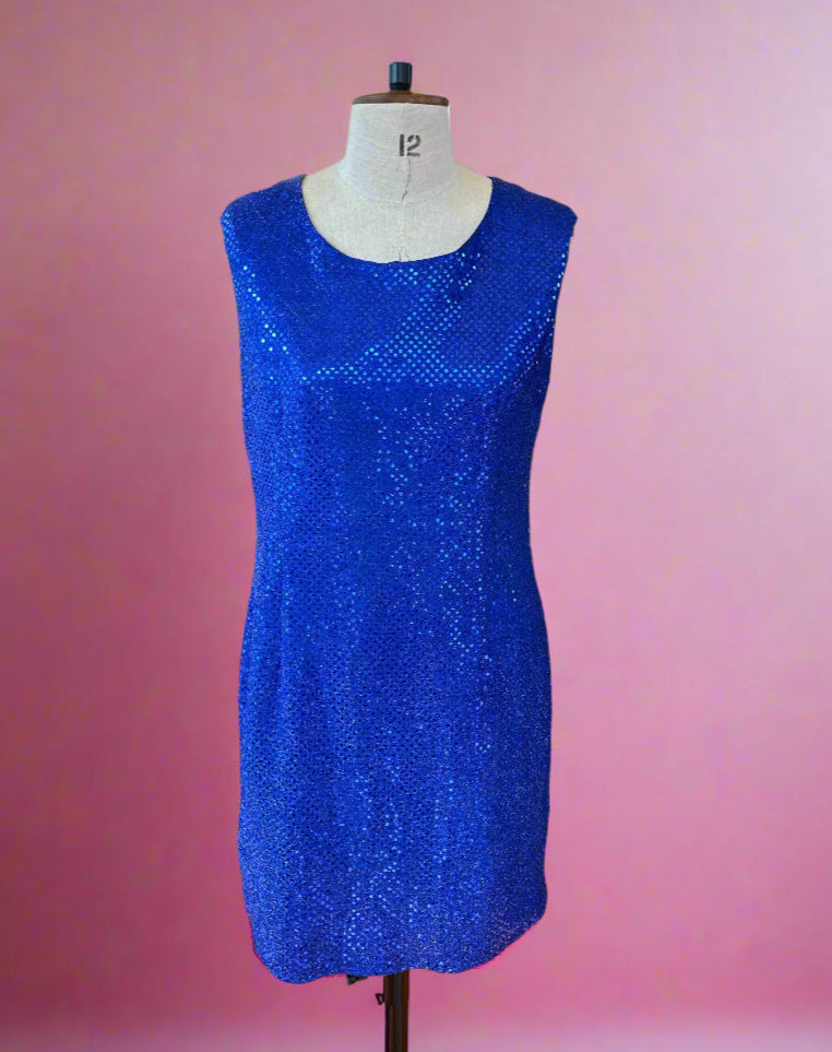Vintage Blue Sparkle Party Mini Dress