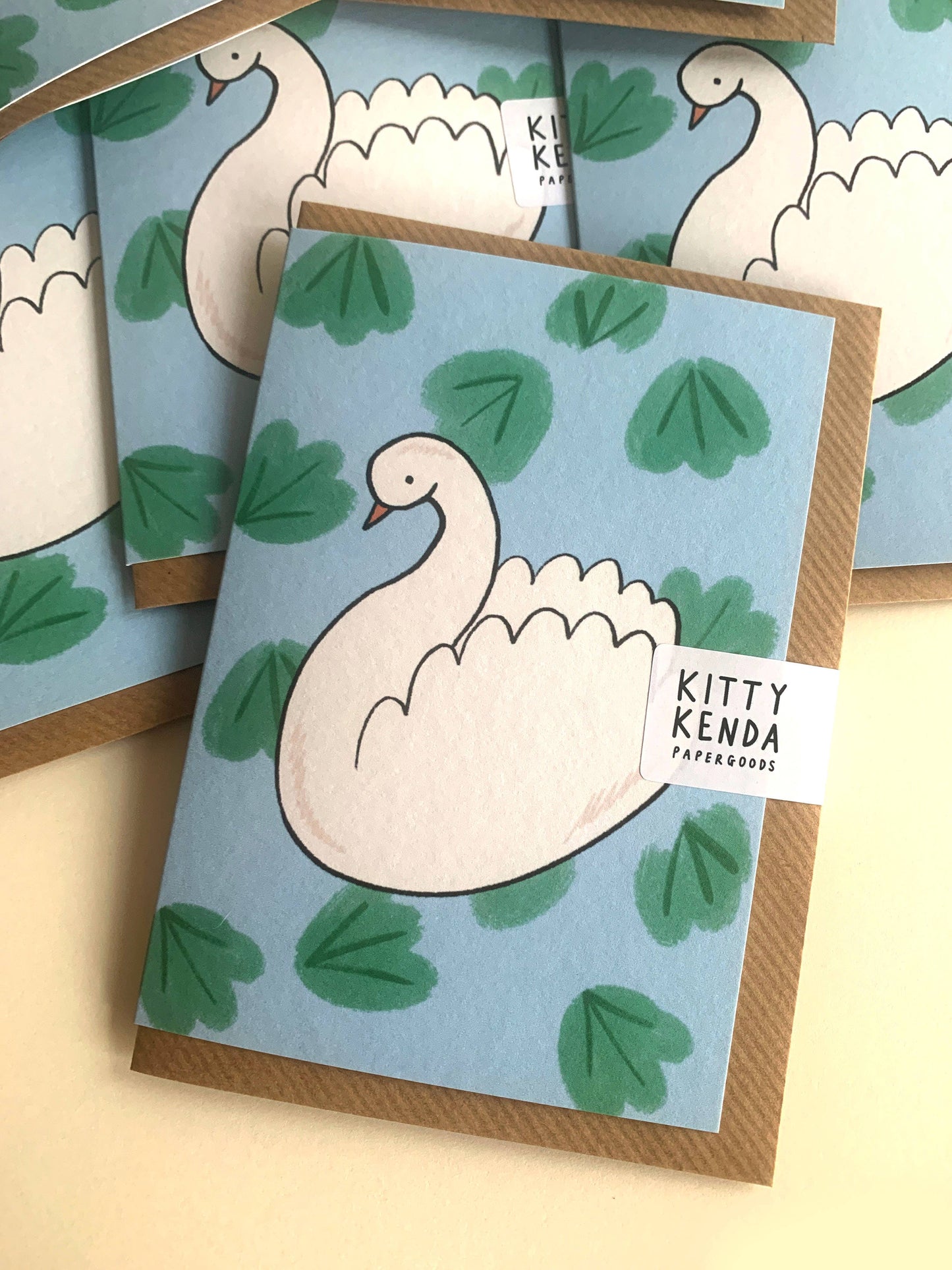 Gliding Swan Greeting Card by Kitty Kenda