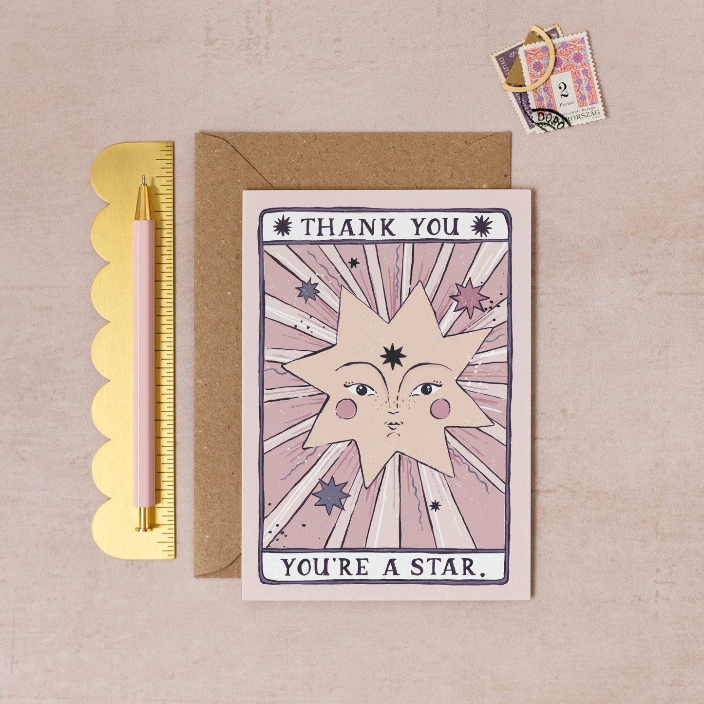 'You're a Star' Thank You Greetings Card by Sister Paper Co.