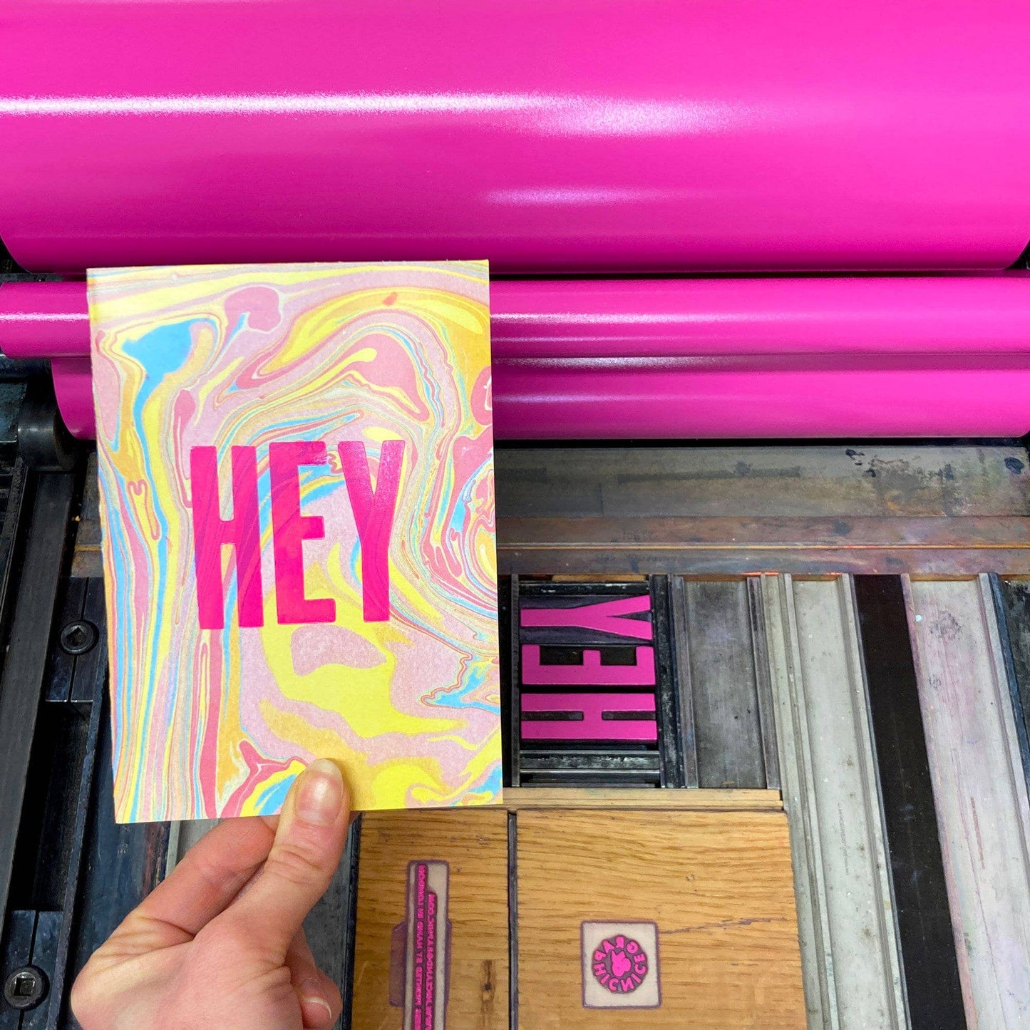 HEY, Handmade Letterpress Greeting Card by Nice & Graphic