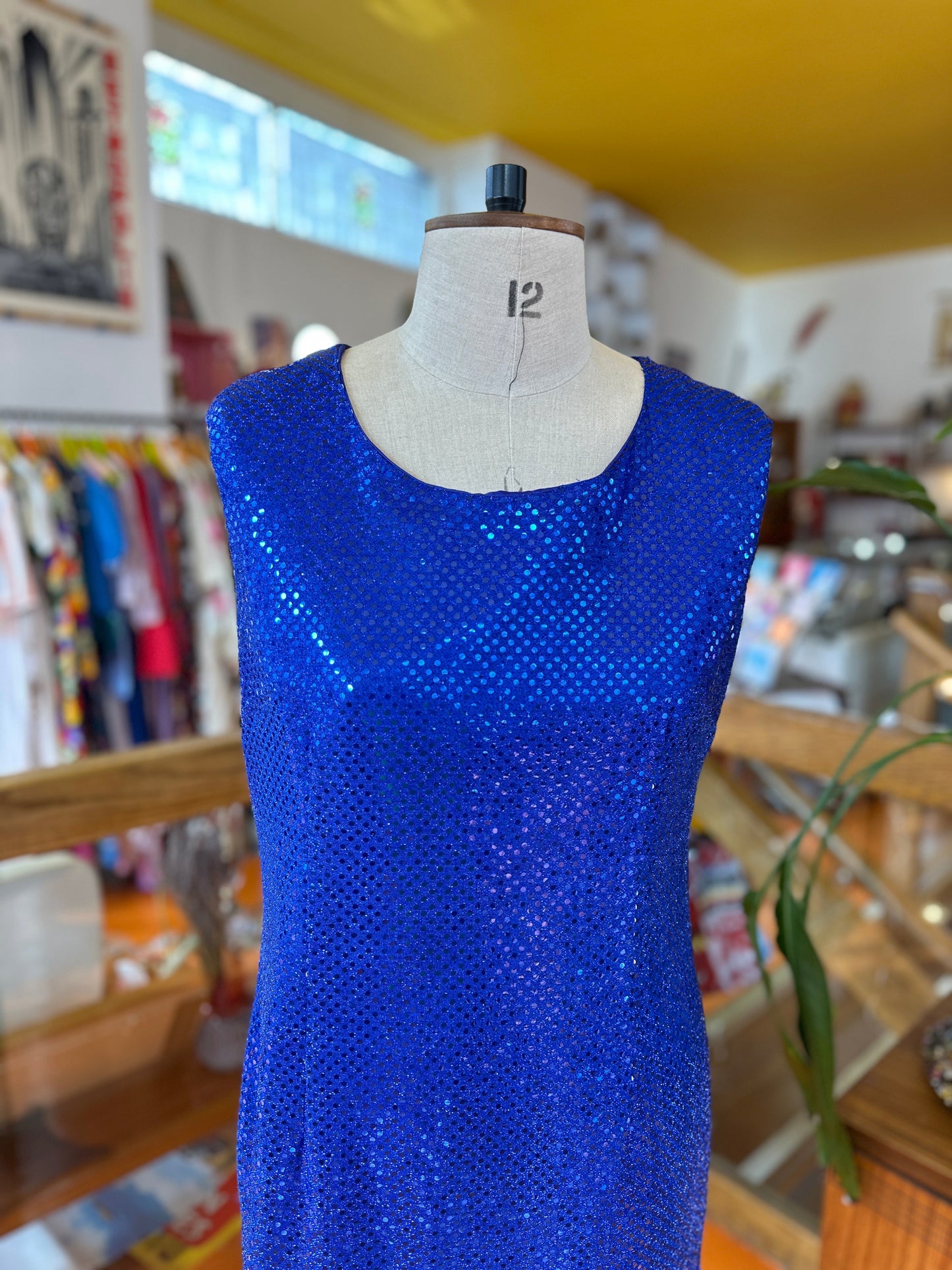 Vintage Blue Sparkle Party Mini Dress