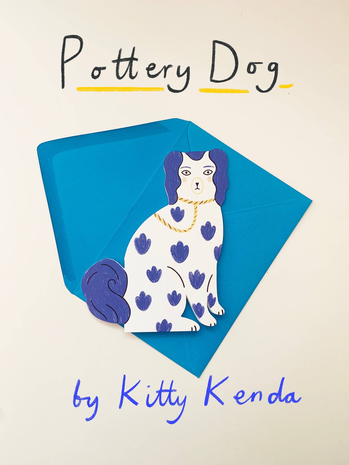 Blue Pottery Dog Greeting Card by Kitty Kenda