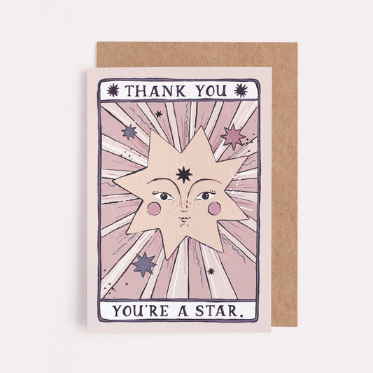 'You're a Star' Thank You Greetings Card by Sister Paper Co.