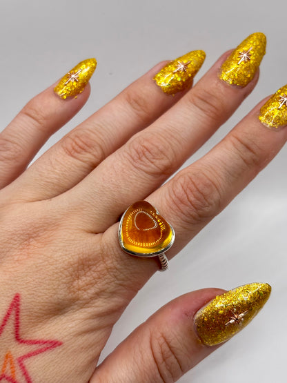 Sterling Silver Bubble Heart Stone Ring, Size P1/2