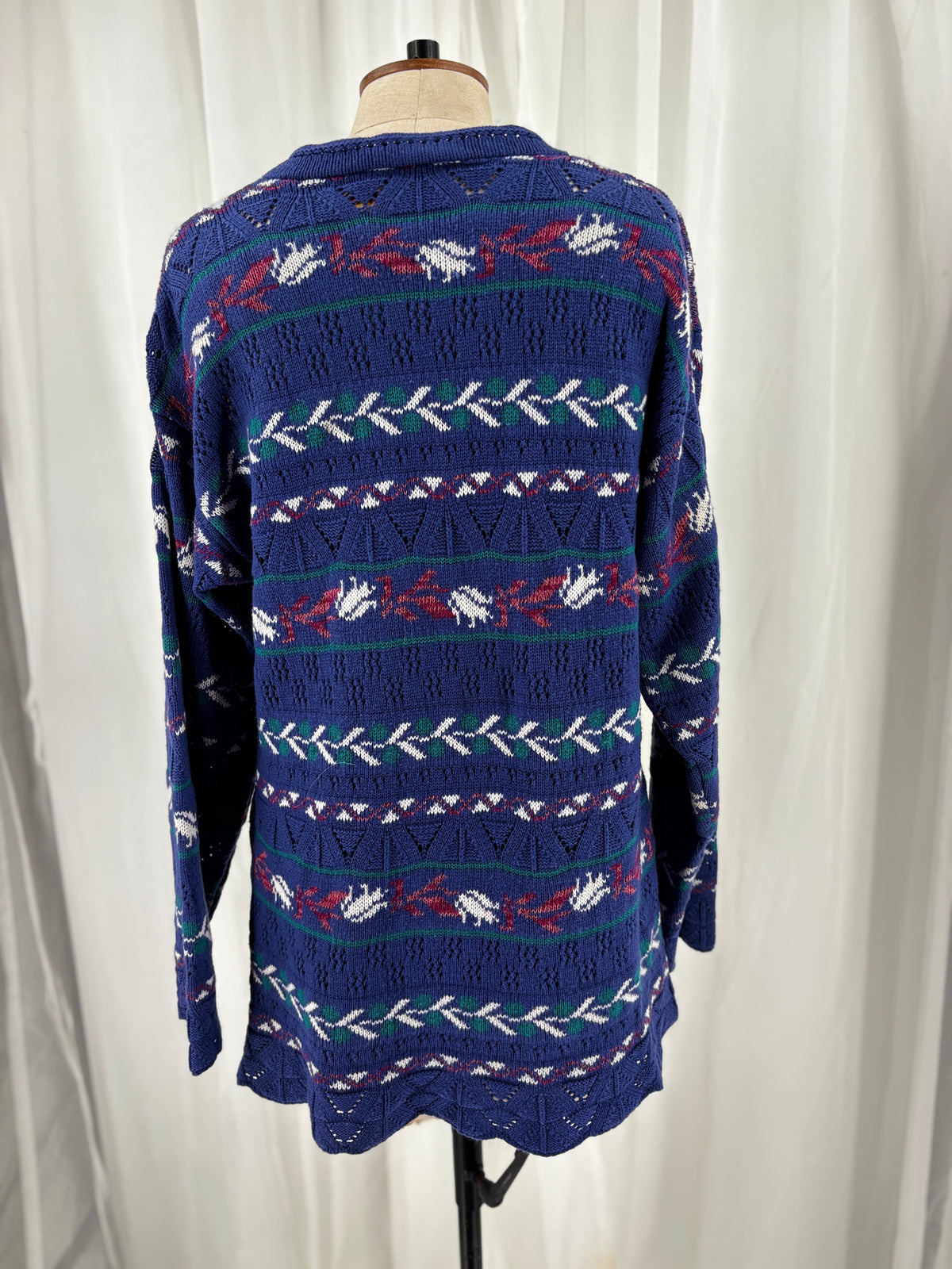 Vintage 90s Patterned Knit Jumper in Blue Purple