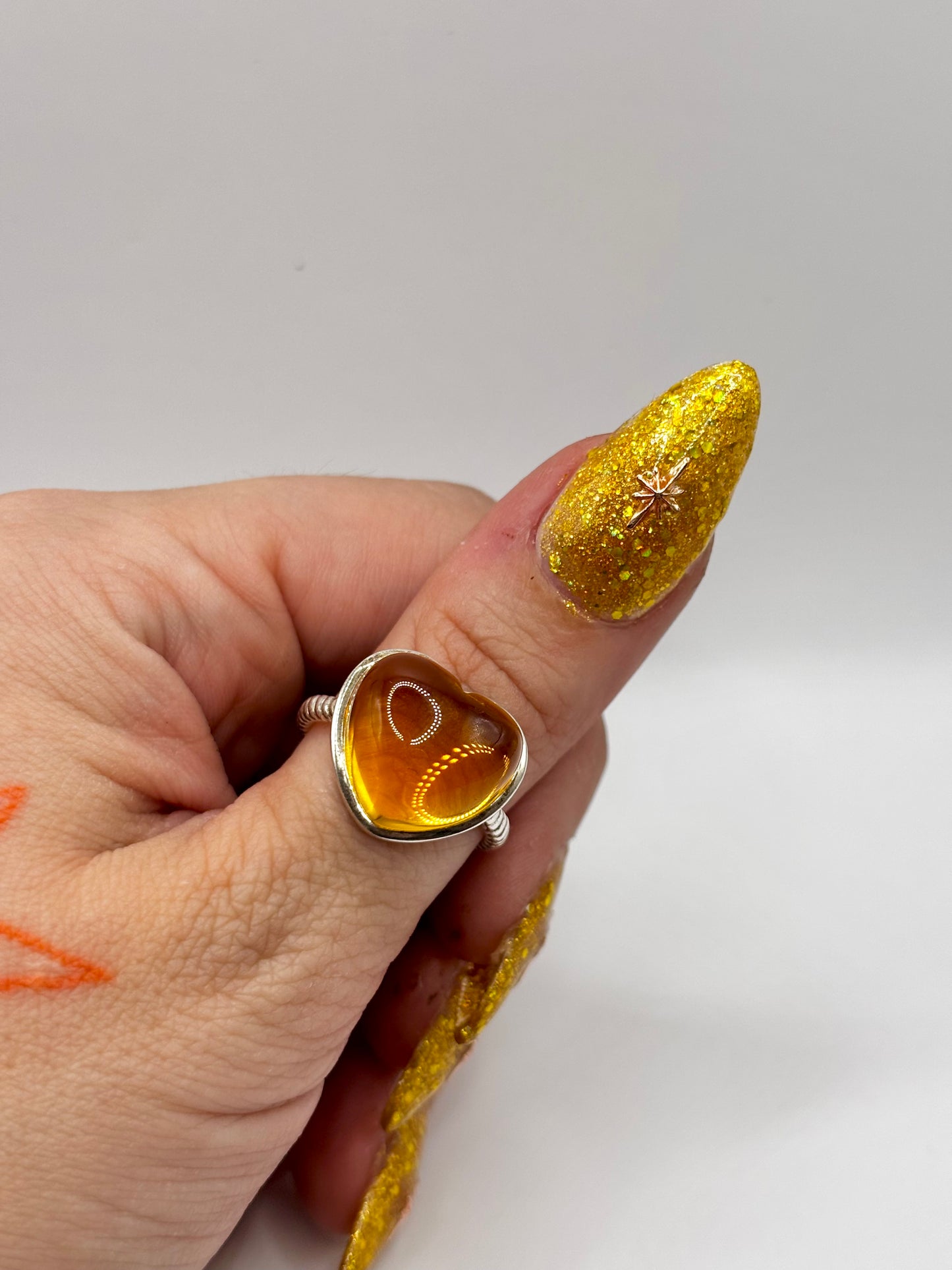 Sterling Silver Bubble Heart Stone Ring, Size P1/2