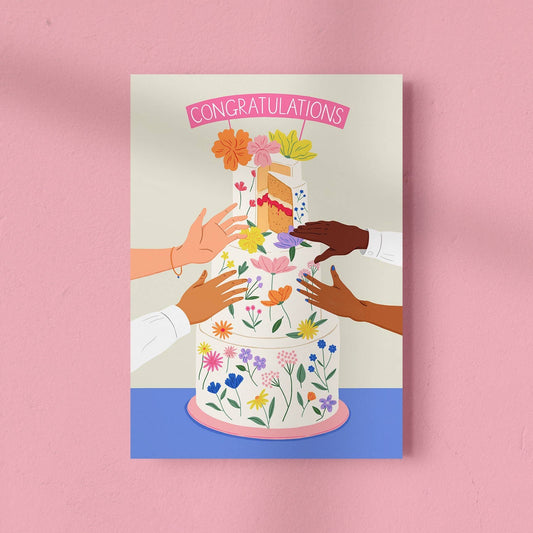 Congratulations Wedding Cake Greeting Card by Amelia Flower & Ohh Deer