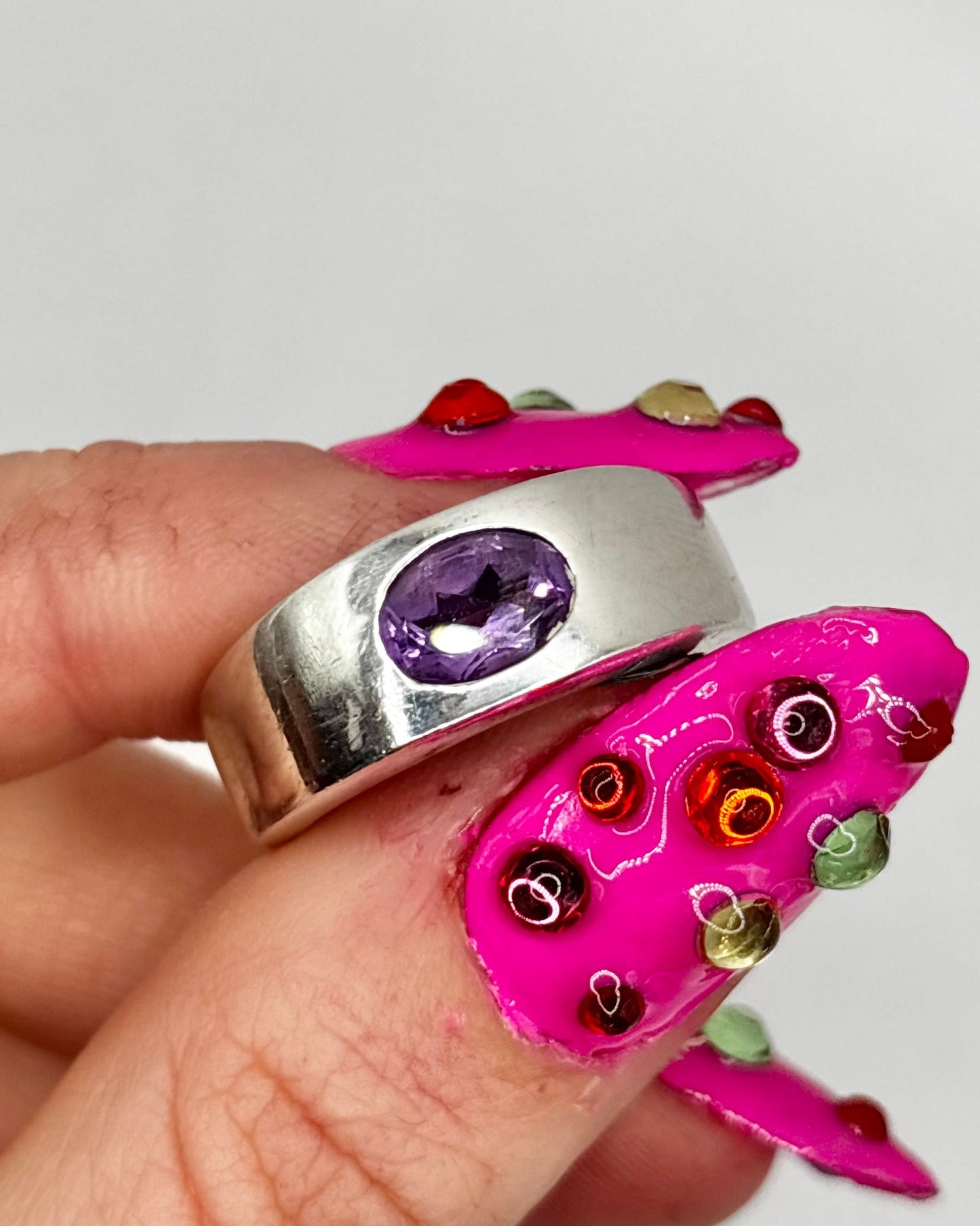 Vintage Sterling Silver Ring with Amethyst, size O1/2