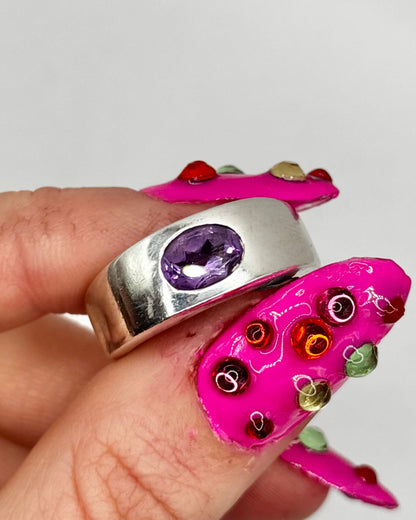 Vintage Sterling Silver Ring with Amethyst, size O1/2