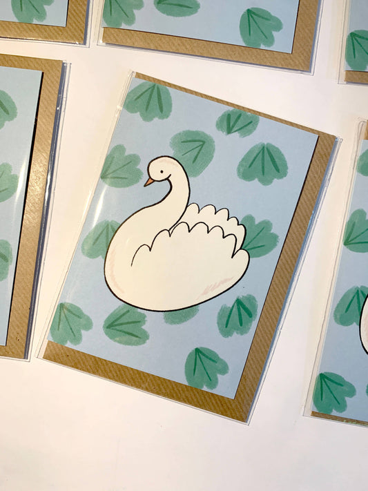 Gliding Swan Greeting Card by Kitty Kenda